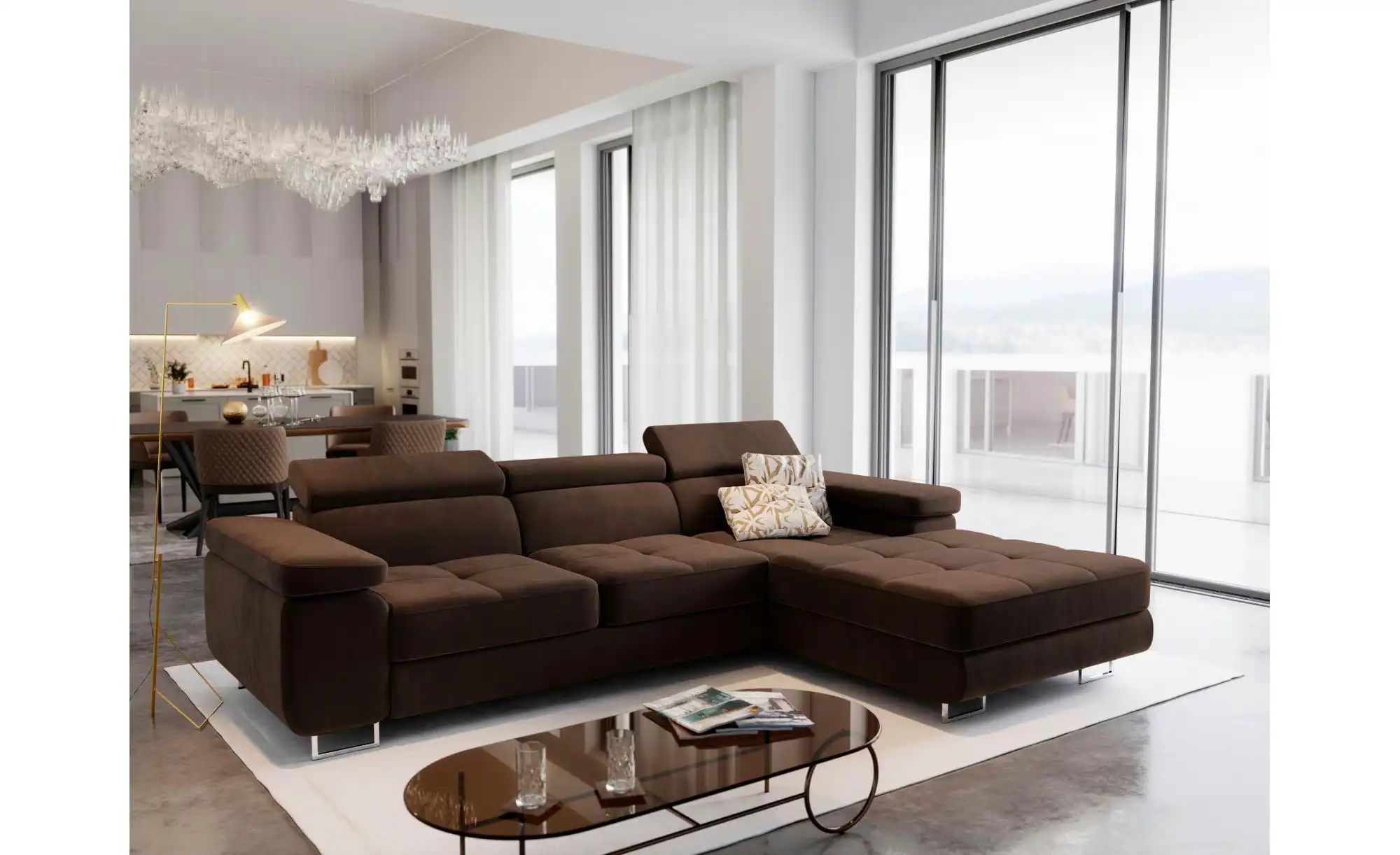 MASSENO Ecksofa  Elma ¦ braun ¦ Maße (cm): B: 280 H: 90 Polstermöbel > Sofa günstig online kaufen