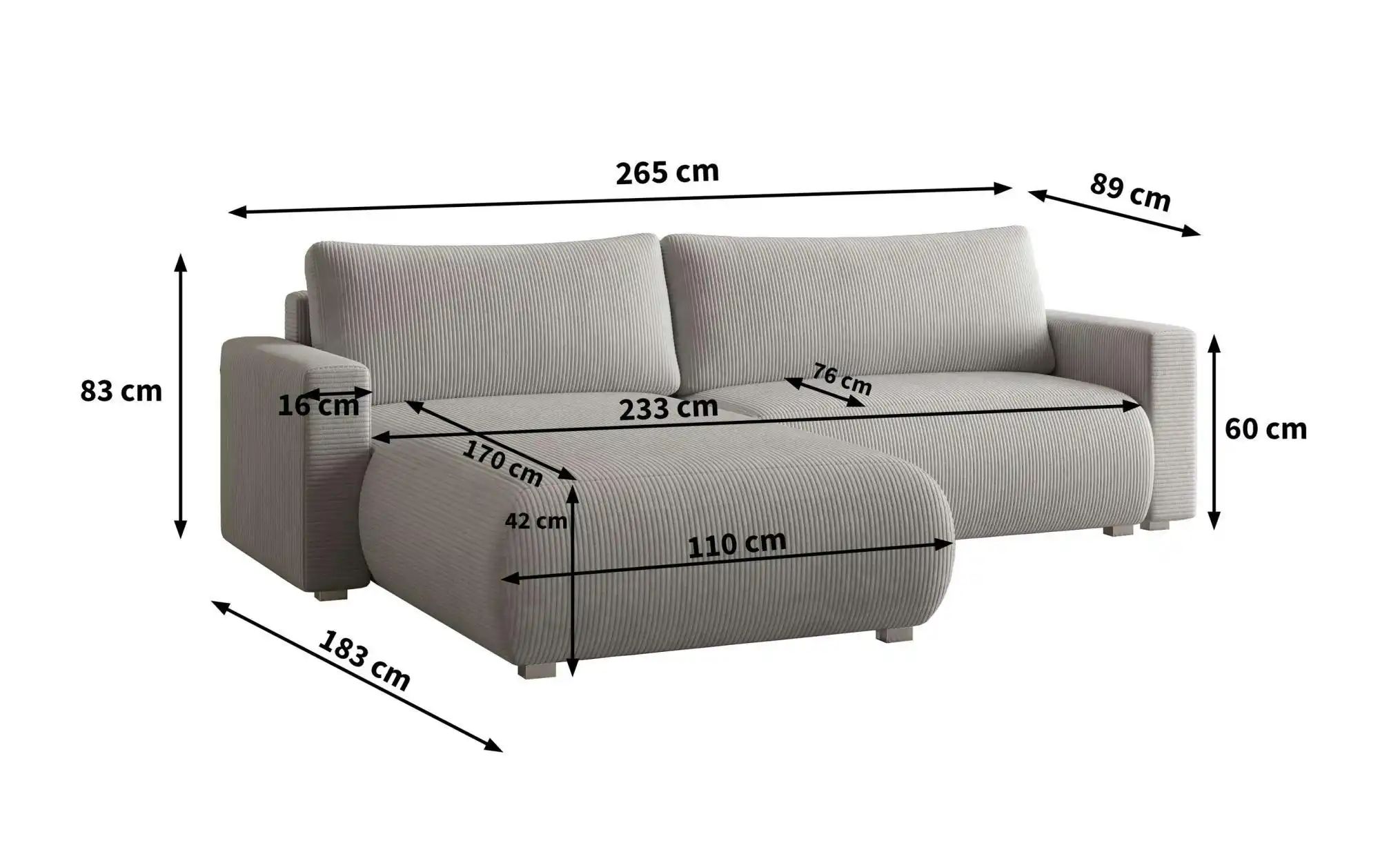 MASSENO Ecksofa  Turin  ¦ lila/violett ¦ Maße (cm): B: 265 H: 83 Polstermöb günstig online kaufen