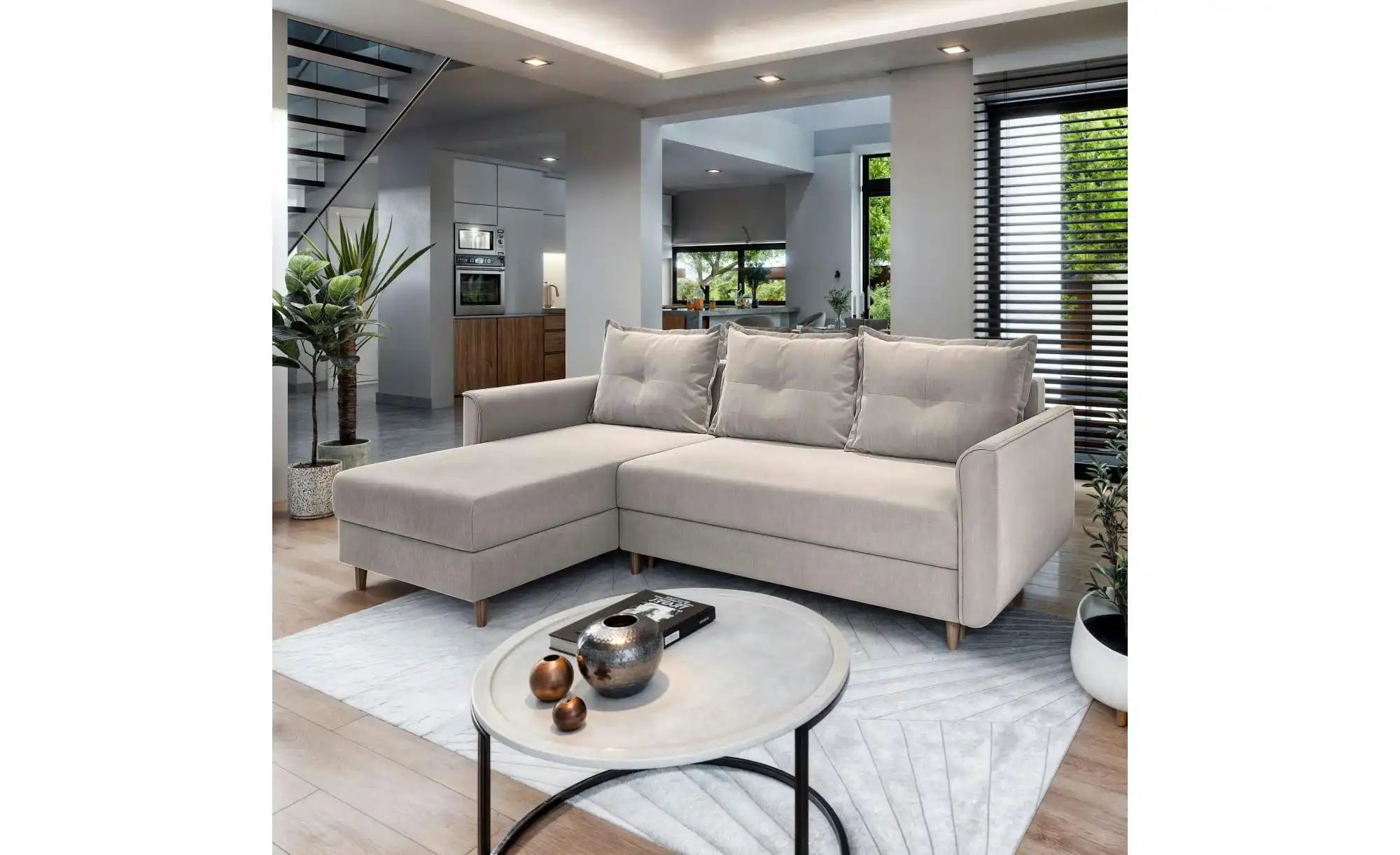 MASSENO Ecksofa   Pisan  ¦ beige ¦ Maße (cm): B: 220 H: 91 Polstermöbel > S günstig online kaufen