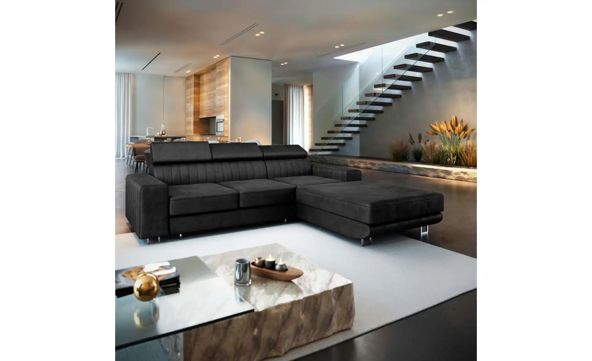 MASSENO Ecksofa  Noto ¦ schwarz ¦ Maße (cm): B: 267 H: 89 Polstermöbel > So günstig online kaufen