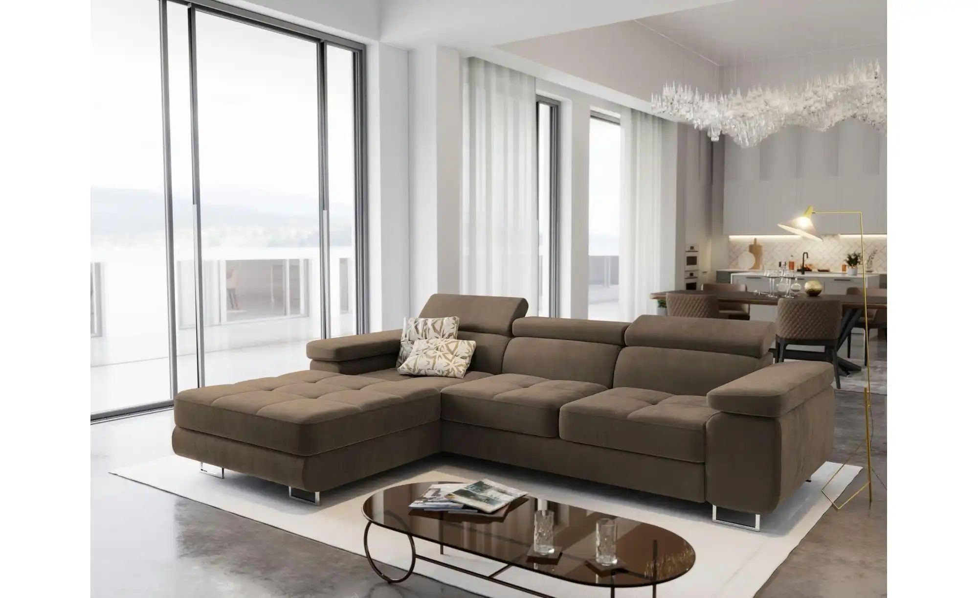 MASSENO Ecksofa  Elma ¦ beige ¦ Maße (cm): B: 280 H: 90 Polstermöbel > Sofa günstig online kaufen