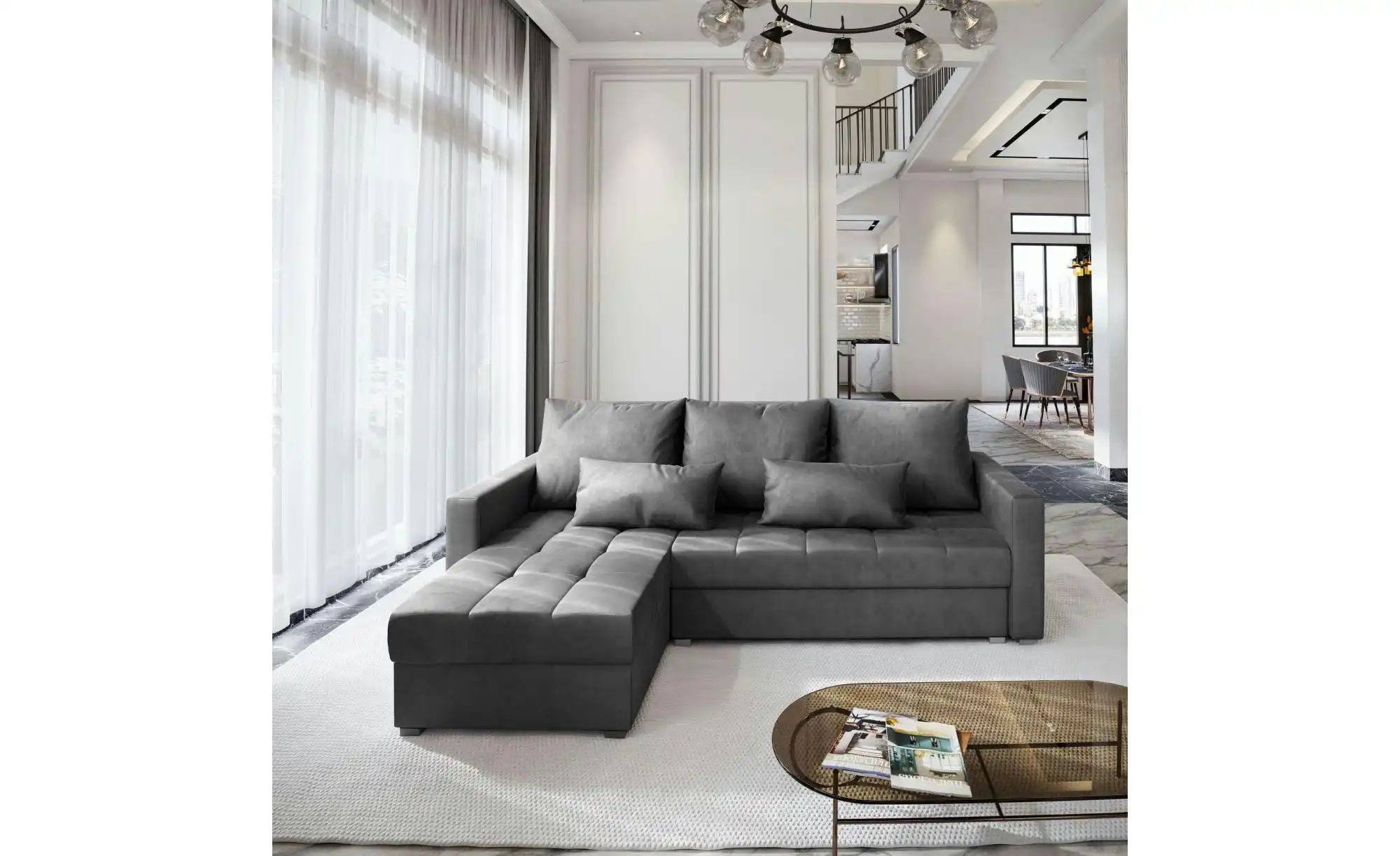 Thumbnail - MASSENO Ecksofa  Kos ¦ grau ¦ Maße (cm): B: 220 H: 85 Polstermöbel > Sofas > Ecksofas - Höffner