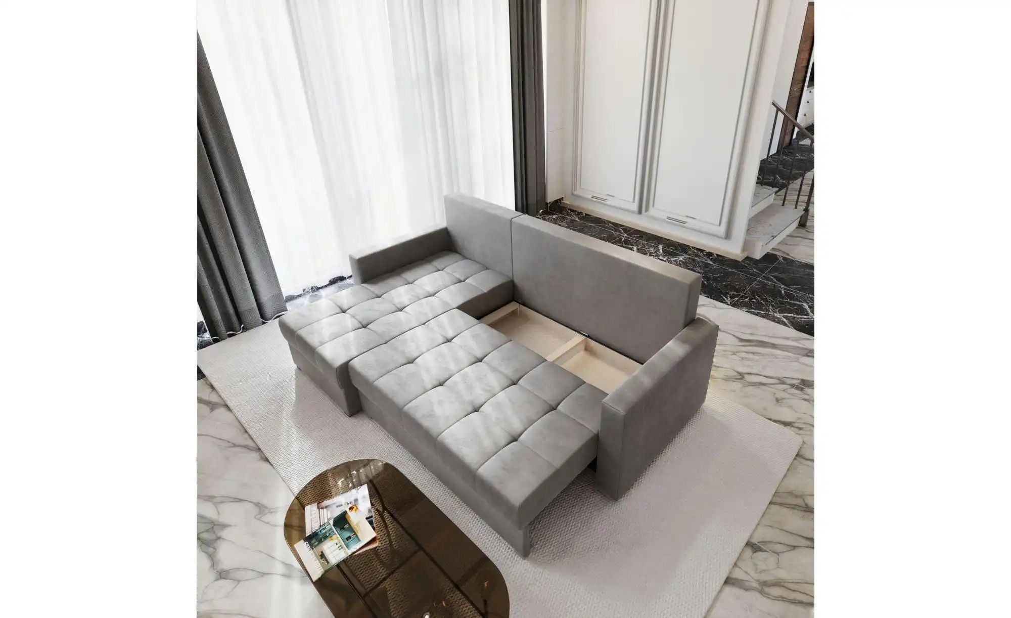 Thumbnail - MASSENO Ecksofa Kos ¦ grau ¦ Maße (cm): B: 220 H: 85 Polstermöbel > Sofas > 3-Sitzer - Höffner