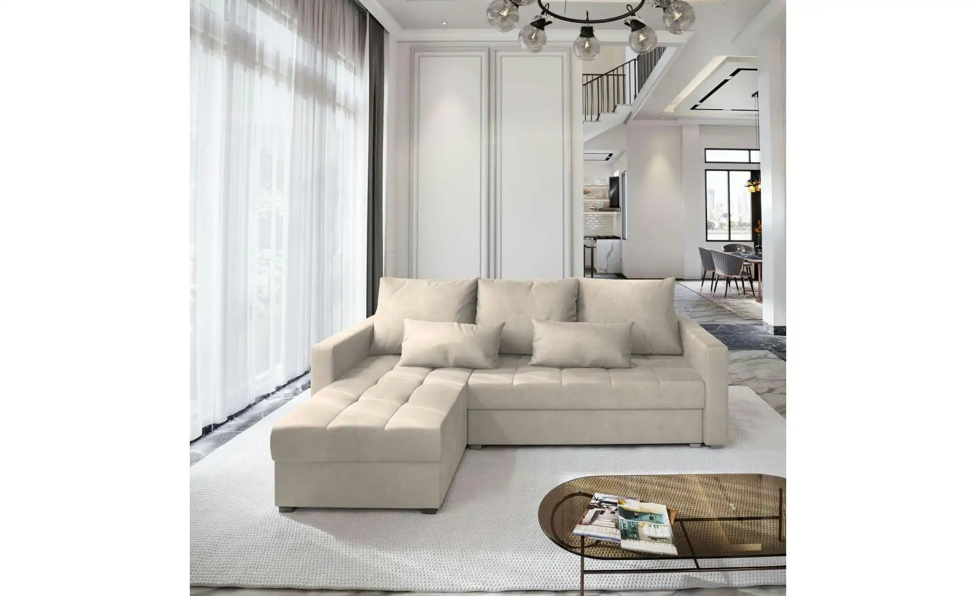 Thumbnail - MASSENO Ecksofa  Kos ¦ creme ¦ Maße (cm): B: 220 H: 85 Polstermöbel > Sofas > 3-Sitzer - Höffner