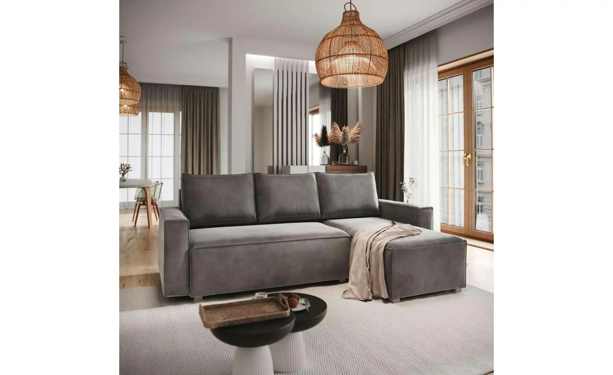 MASSENO Ecksofa mit Schlaffunktion Siles ¦ grau ¦ Maße (cm): B: 230 H: 85 P günstig online kaufen