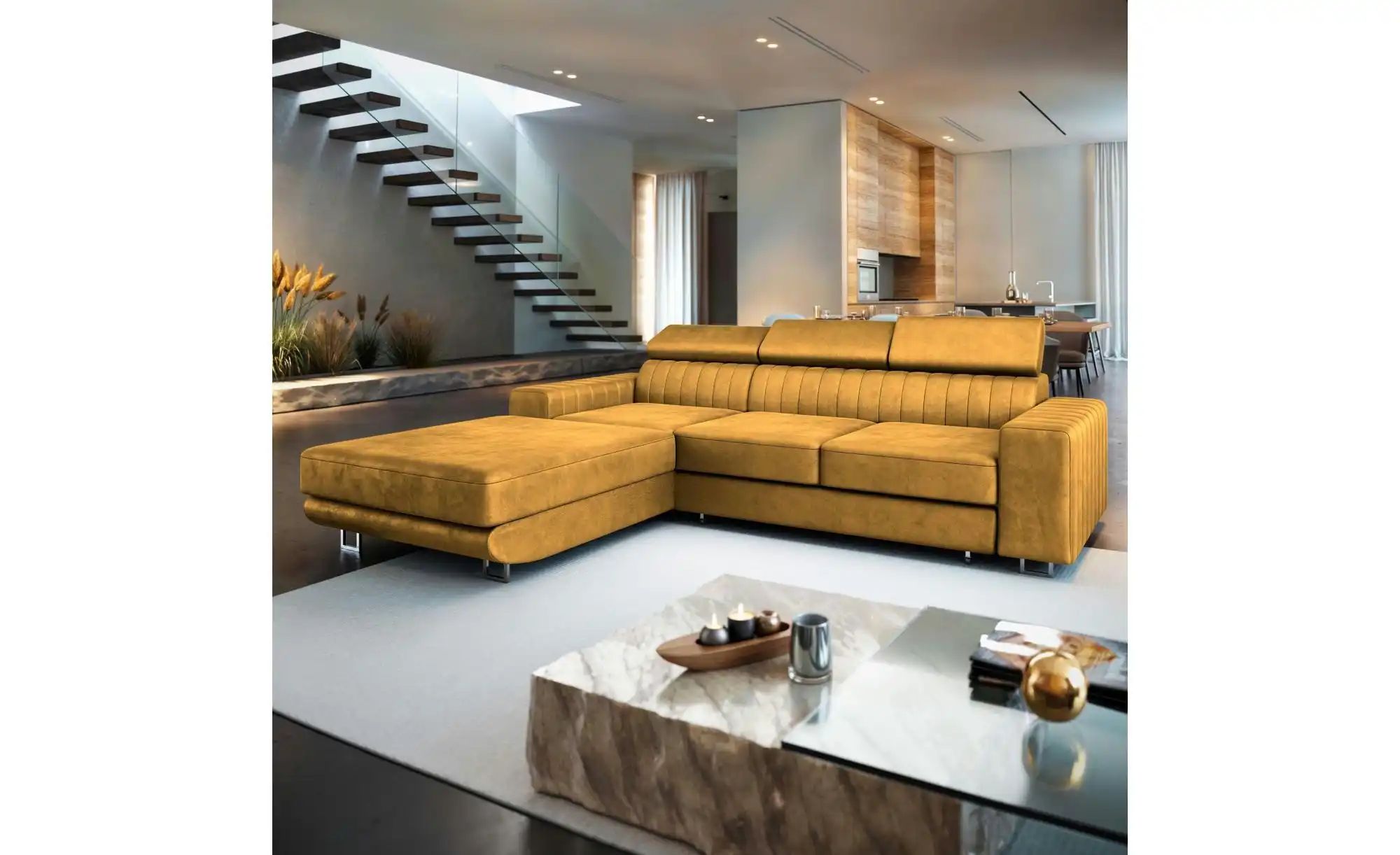 MASSENO Ecksofa  Noto ¦ gelb ¦ Maße (cm): B: 267 H: 89 Polstermöbel > Sofas günstig online kaufen