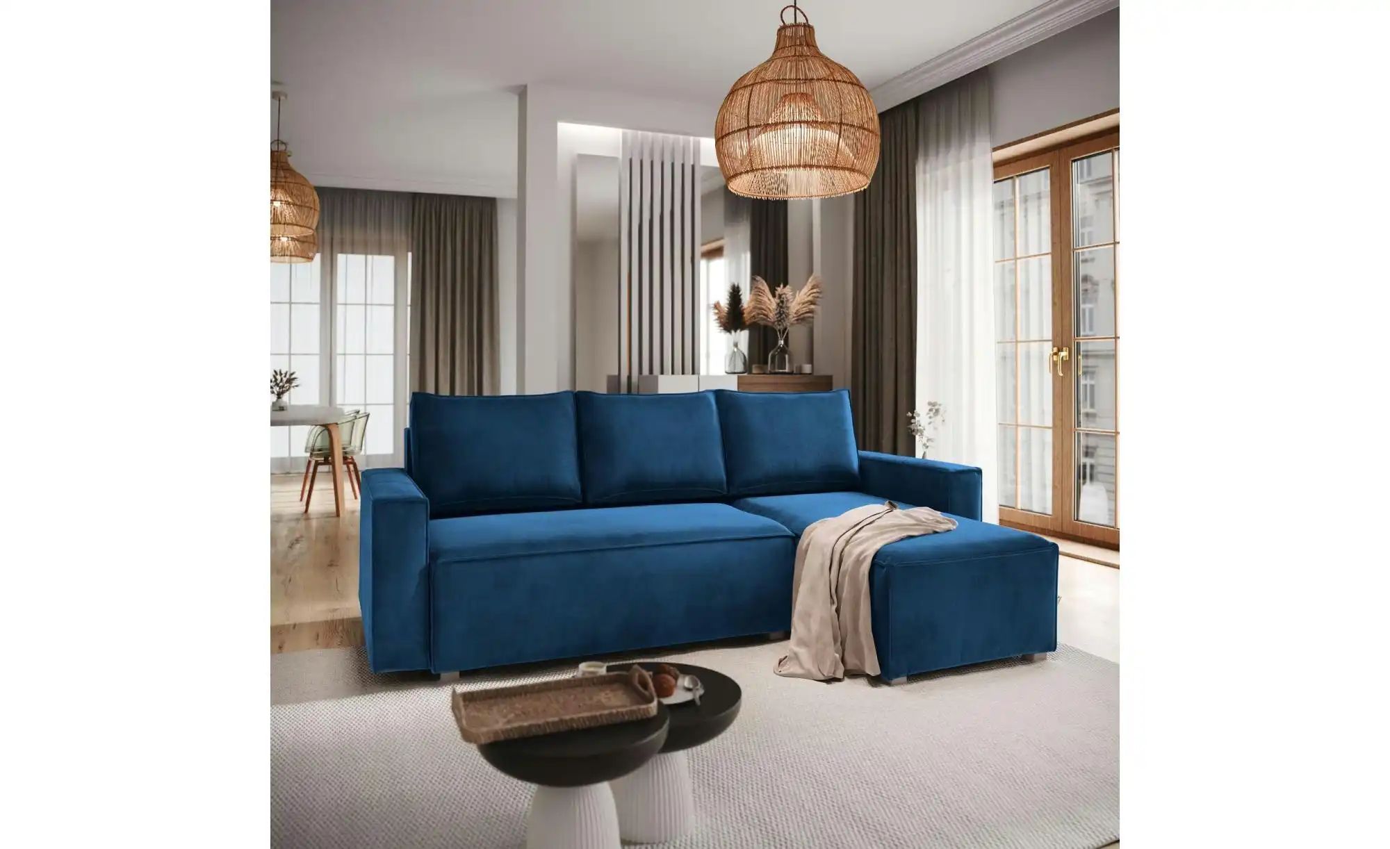 MASSENO Ecksofa mit Schlaffunktion Siles ¦ blau ¦ Maße (cm): B: 230 H: 85 P günstig online kaufen