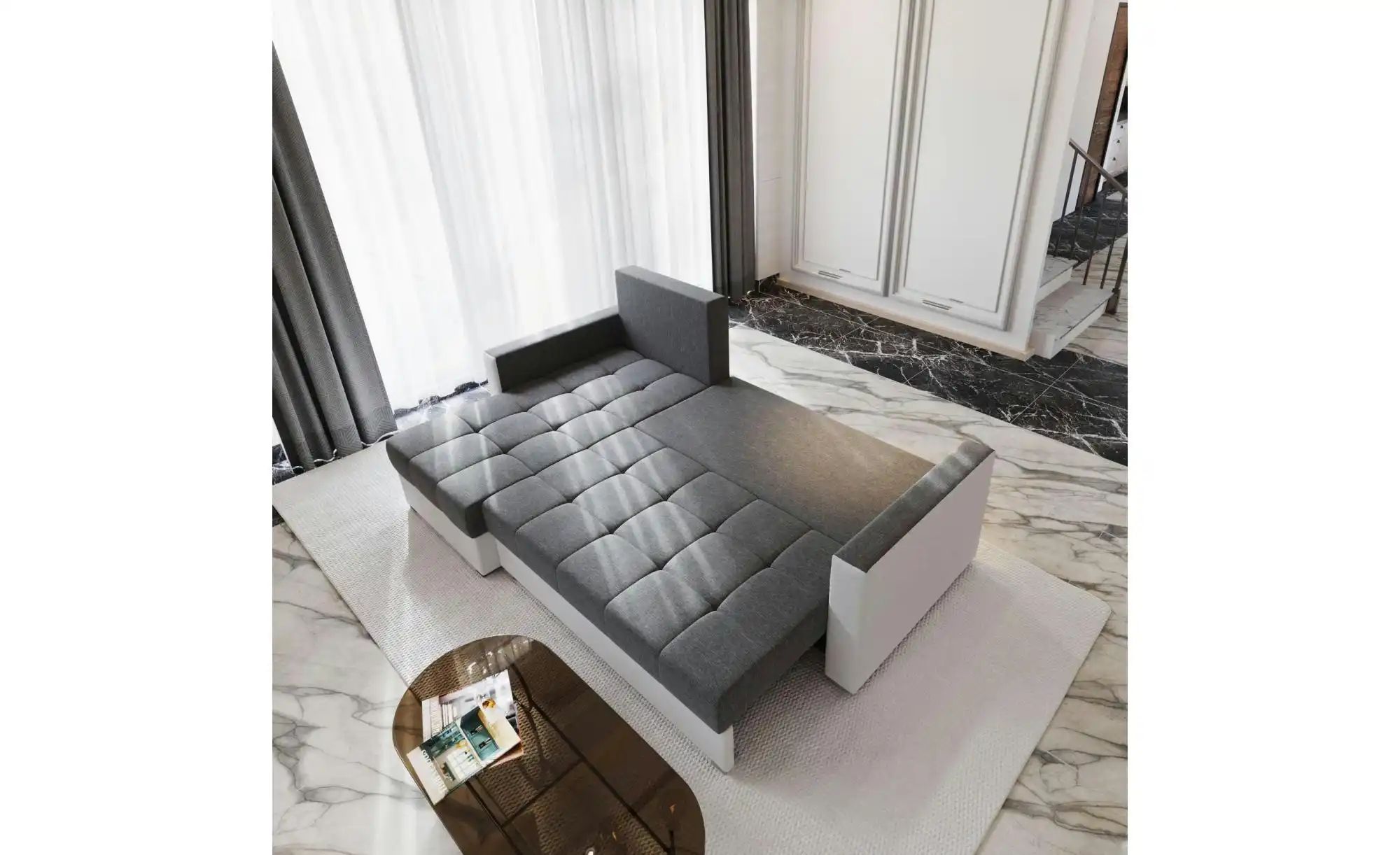 MASSENO Ecksofa mit Schlaffunktion Kos ¦ grau ¦ Maße (cm): B: 220 H: 85 Pol günstig online kaufen