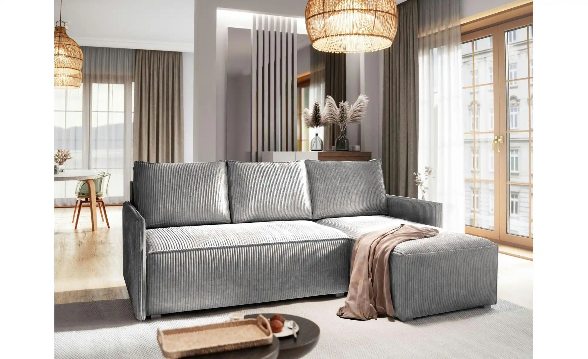 MASSENO Ecksofa mit Schlaffunktion Perusi ¦ grau ¦ Maße (cm): B: 206 H: 85 günstig online kaufen