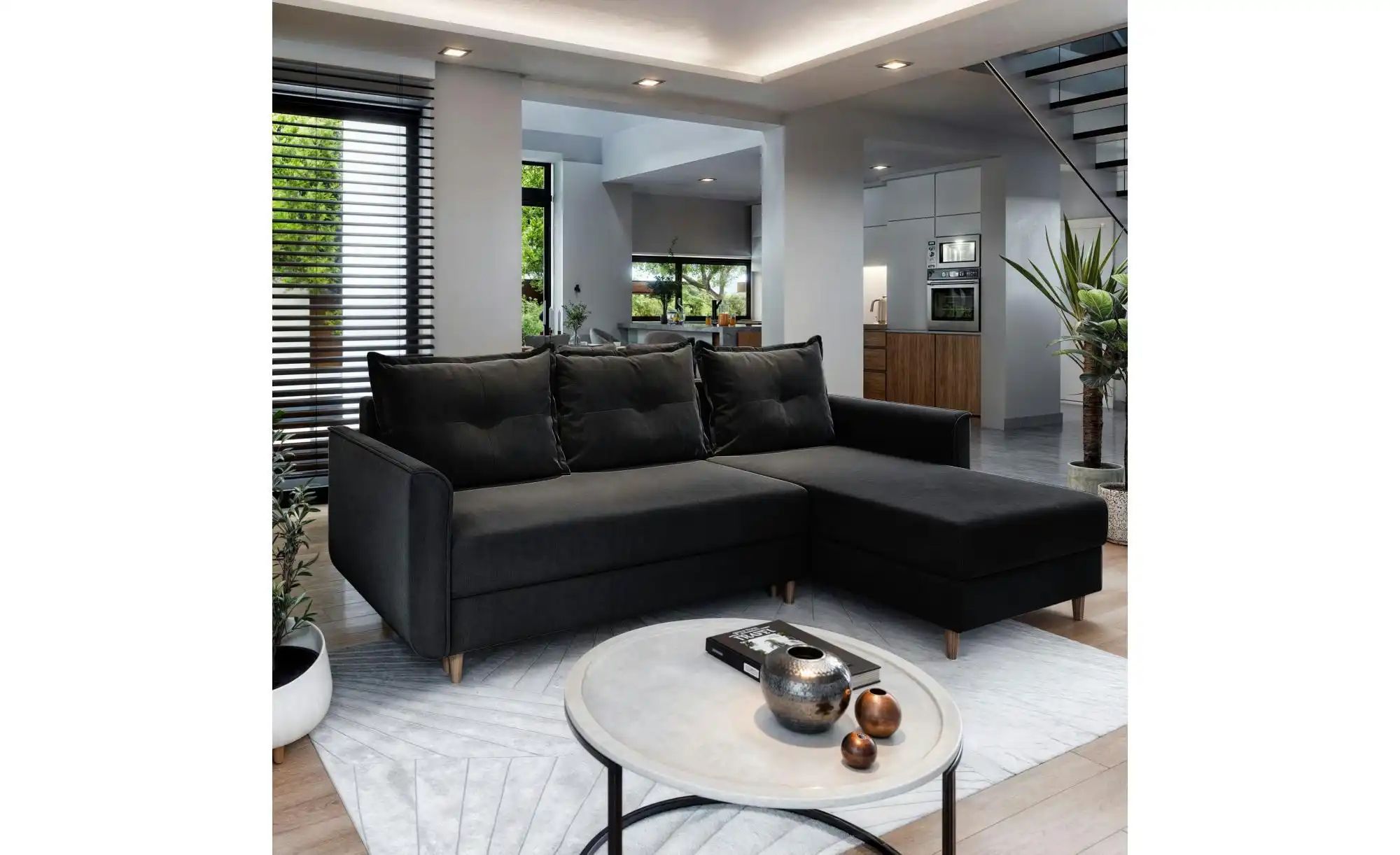 MASSENO Ecksofa mit Schlaffunktion Pisan ¦ schwarz ¦ Maße (cm): B: 220 H: 9 günstig online kaufen