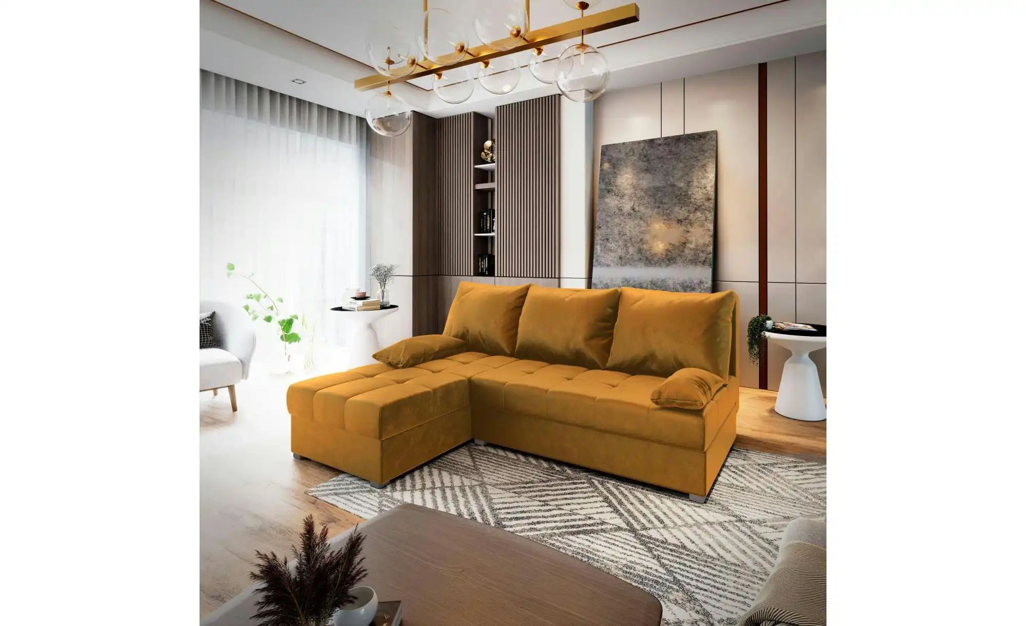 Thumbnail - MASSENO Ecksofa mit Schlaffunktion Rita ¦ orange ¦ Maße (cm): B: 200 H: 85 Polstermöbel > Sofas > Ecksofas - Höffner
