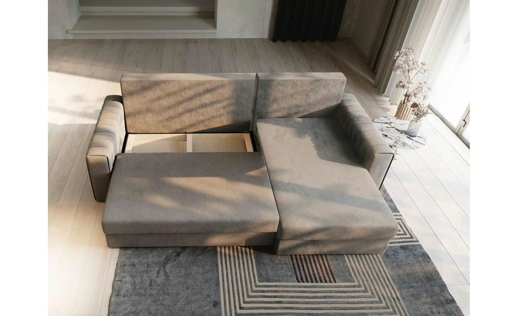 Thumbnail - MASSENO Ecksofa mit Schlaffunktion Carl ¦ grau ¦ Maße (cm): B: 236 H: 85 Polstermöbel > Sofas > 3-Sitzer - Höffner