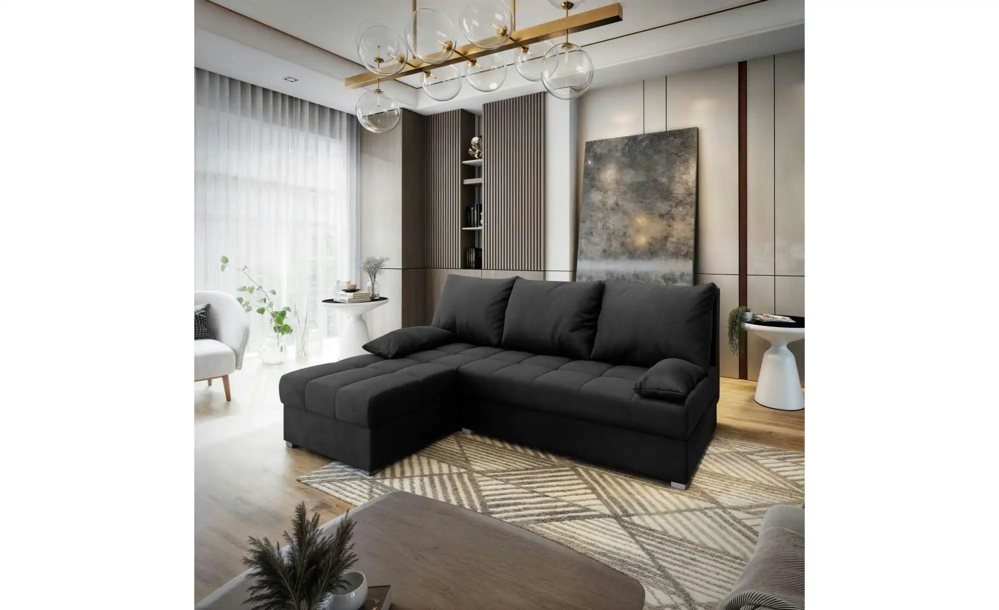 MASSENO Ecksofa mit Schlaffunktion Rita ¦ schwarz ¦ Maße (cm): B: 200 H: 85 günstig online kaufen