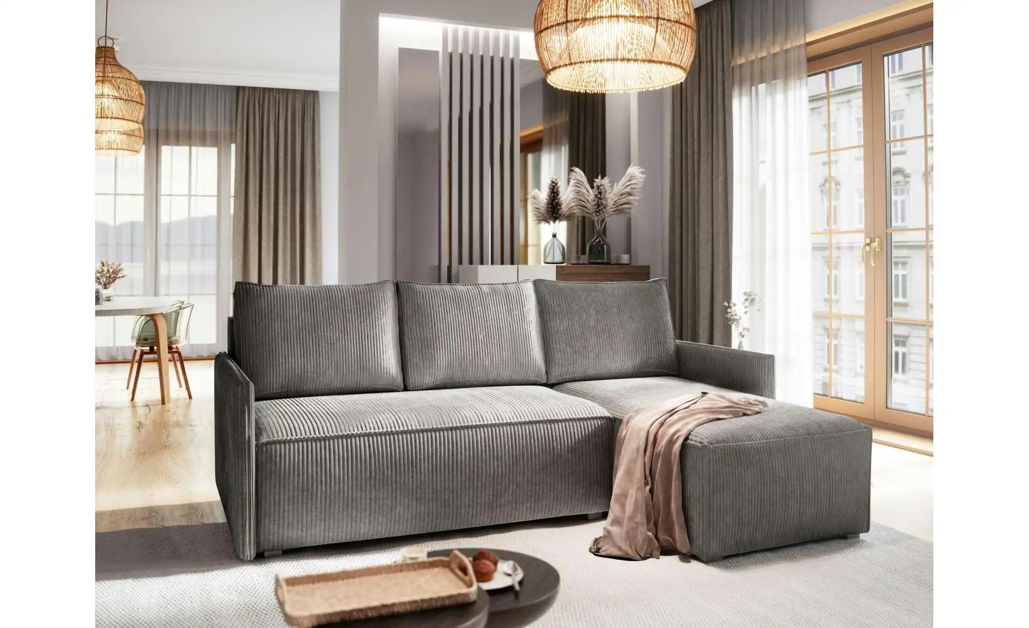 MASSENO Ecksofa mit Schlaffunktion Perusi ¦ grau ¦ Maße (cm): B: 206 H: 85 günstig online kaufen