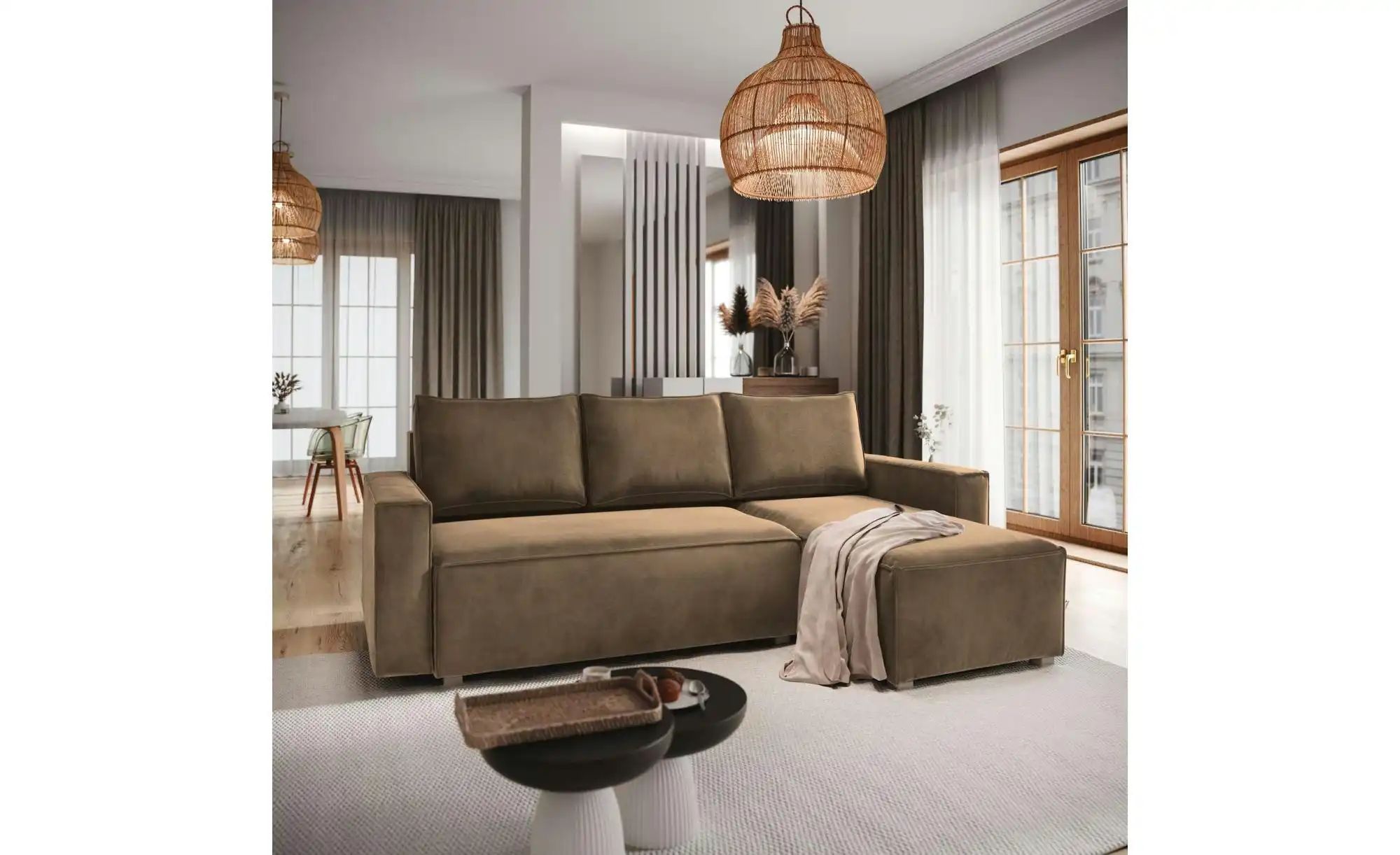 MASSENO Ecksofa mit Schlaffunktion Siles ¦ beige ¦ Maße (cm): B: 230 H: 85 günstig online kaufen