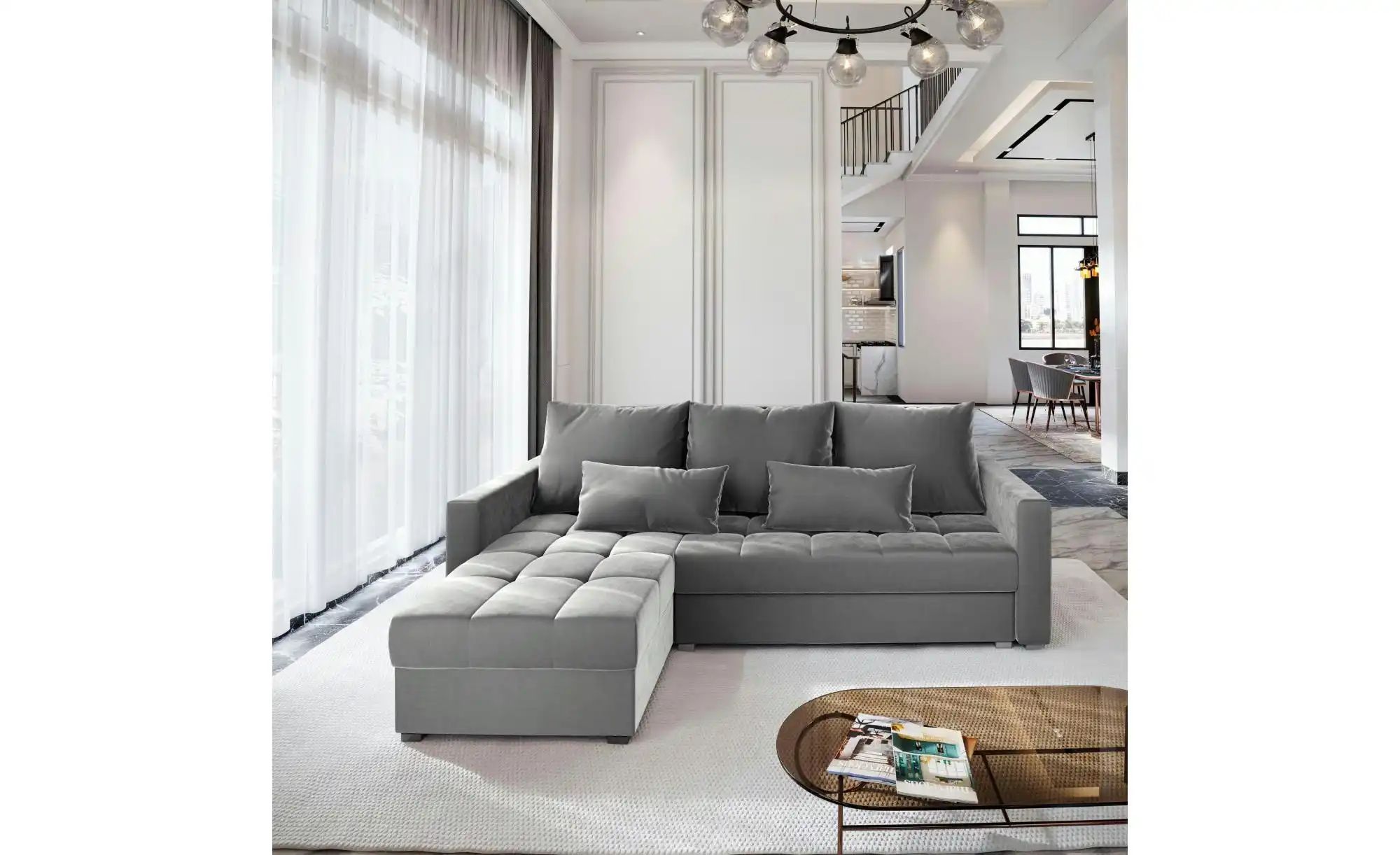 MASSENO Ecksofa mit Schlaffunktion Kos ¦ grau ¦ Maße (cm): B: 220 H: 85 Pol günstig online kaufen