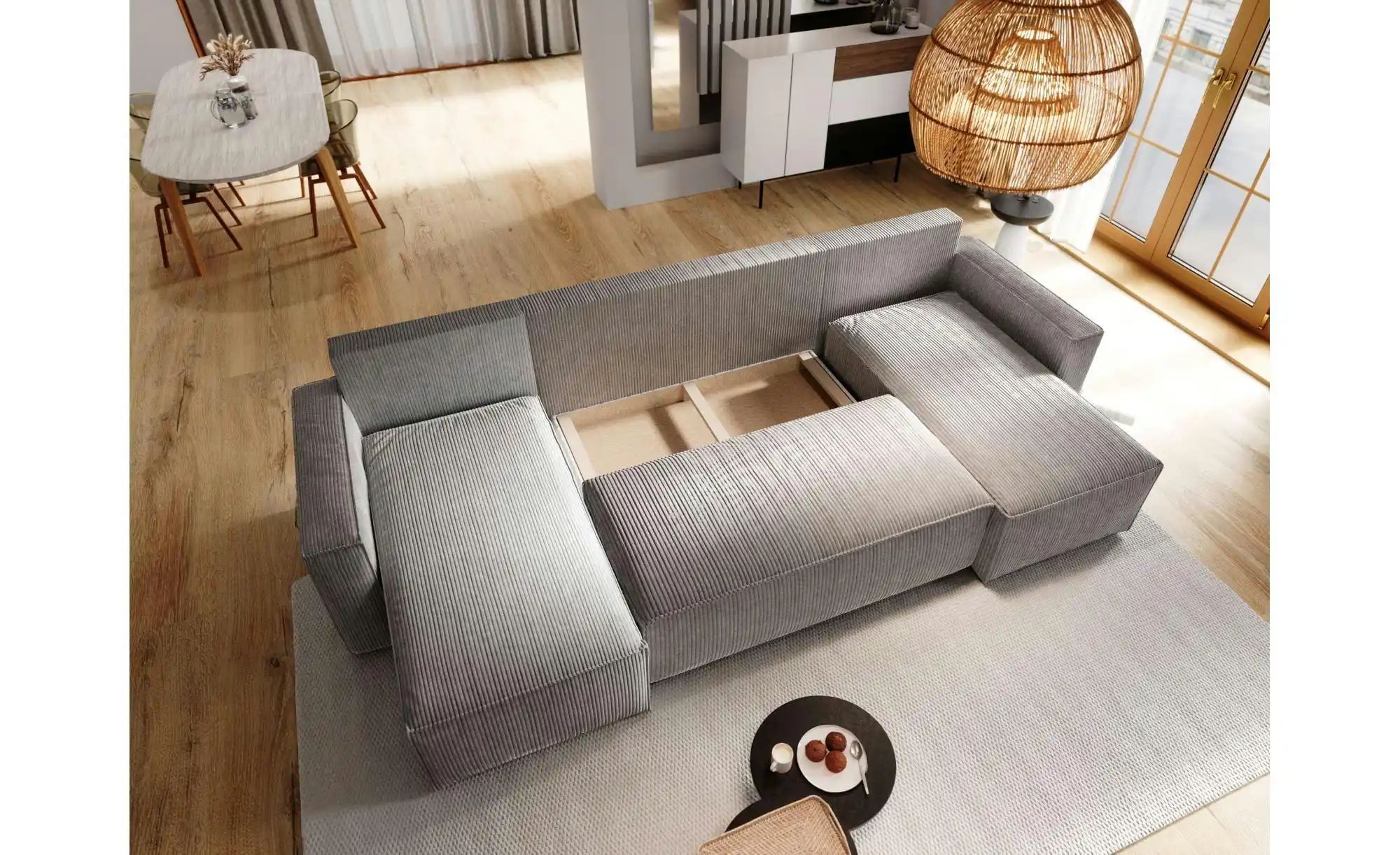Thumbnail - MASSENO Wohnlandschaft mit Schlaffunktion Aspra ¦ gelb ¦ Maße (cm): B: 295 H: 85 Polstermöbel > Sofas > Wohnlandschaften...