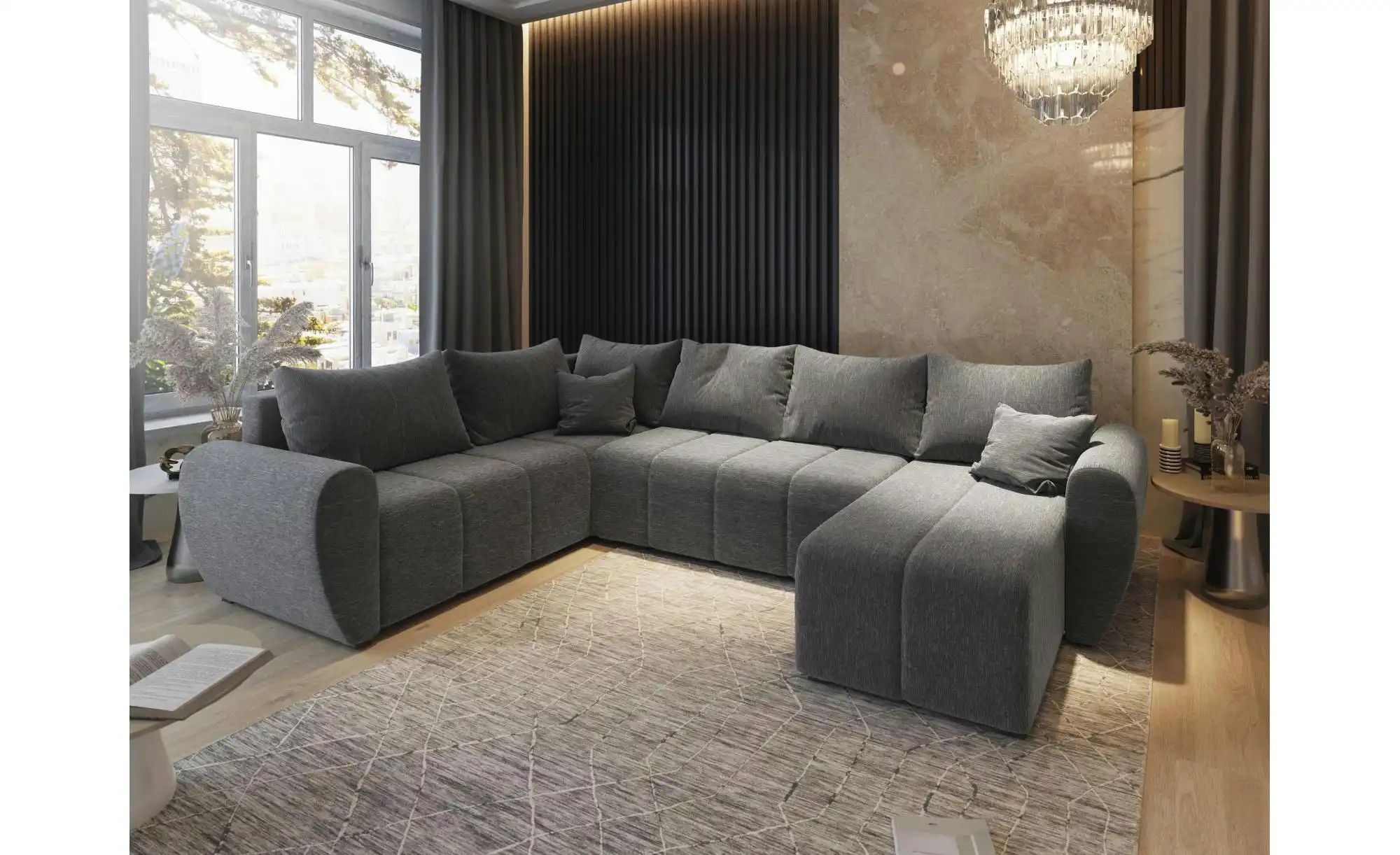 Thumbnail - MASSENO Wohnlandschaft  Madison ¦ grau ¦ Maße (cm): B: 303 H: 82 Polstermöbel > Sofas > Wohnlandschaften - Höffner