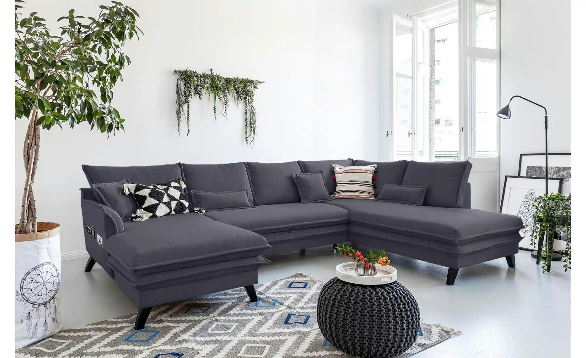 Miuform Wohnlandschaft mit Schlaffunktion Charming Charlie ¦ grau ¦ Maße (c günstig online kaufen