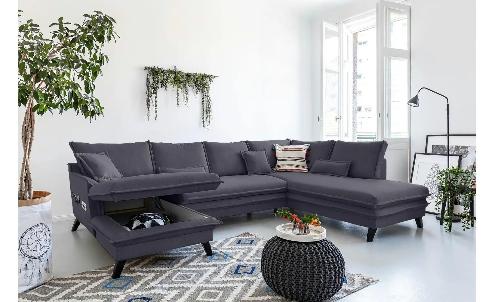 Thumbnail - Miuform Wohnlandschaft mit Schlaffunktion Charming Charlie ¦ grau ¦ Maße (cm): B: 302 H: 90 Polstermöbel > Sofas > Wohnl...