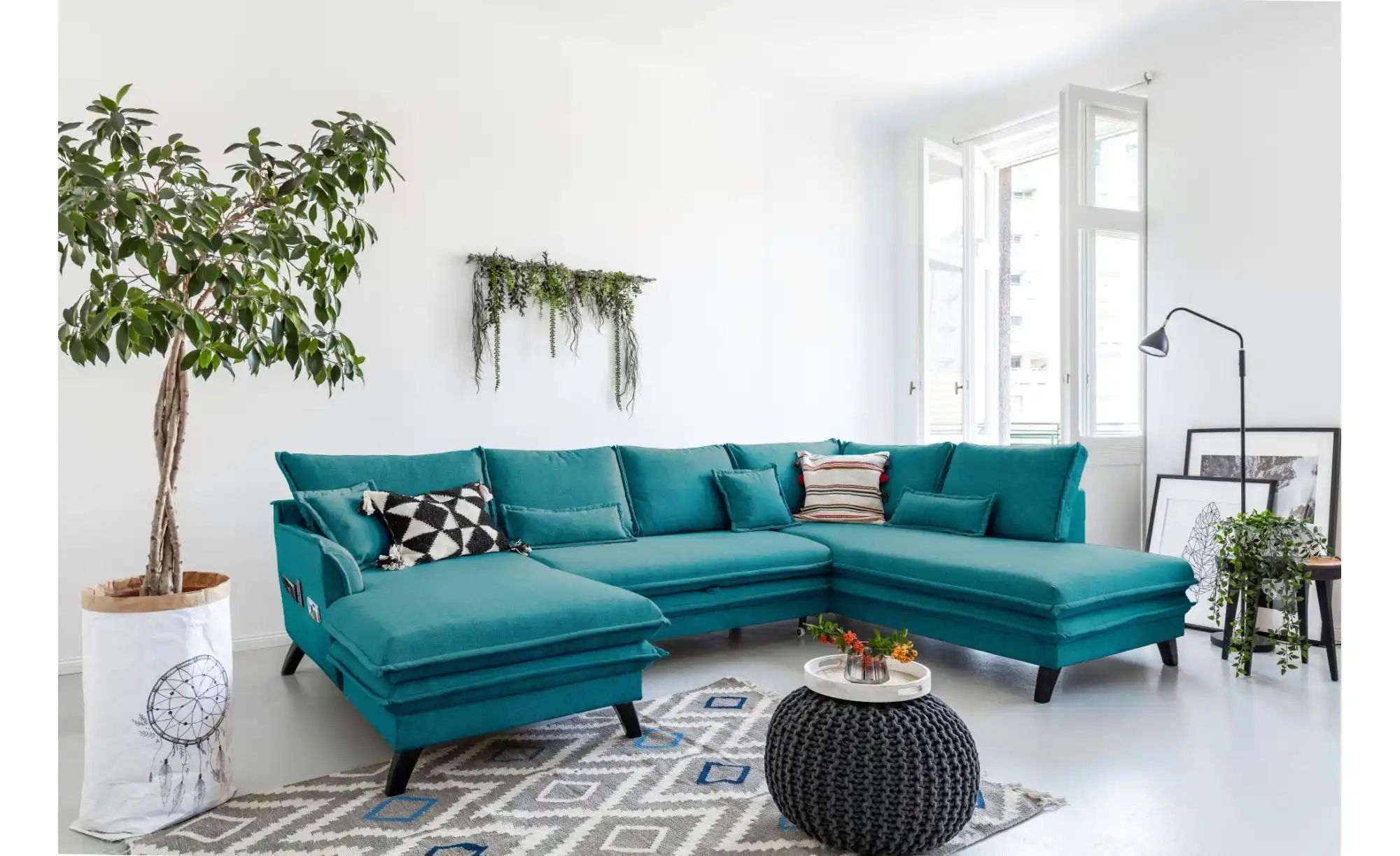 Thumbnail - Miuform Wohnlandschaft mit Schlaffunktion Charming Charlie ¦ türkis/petrol ¦ Maße (cm): B: 302 H: 90 Polstermöbel > Sofa...