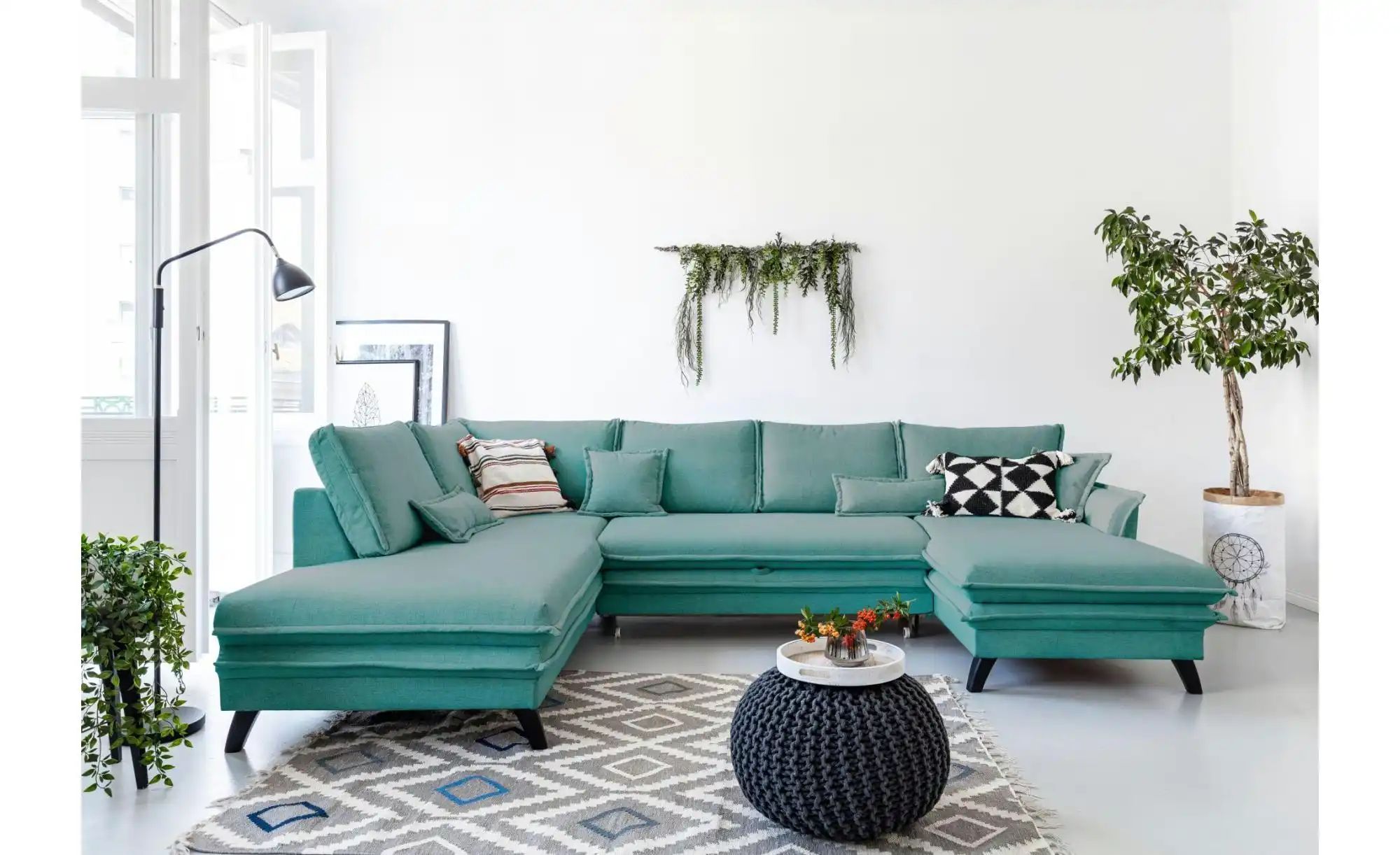 Miuform Wohnlandschaft mit Schlaffunktion Charming Charlie ¦ blau ¦ Maße (c günstig online kaufen