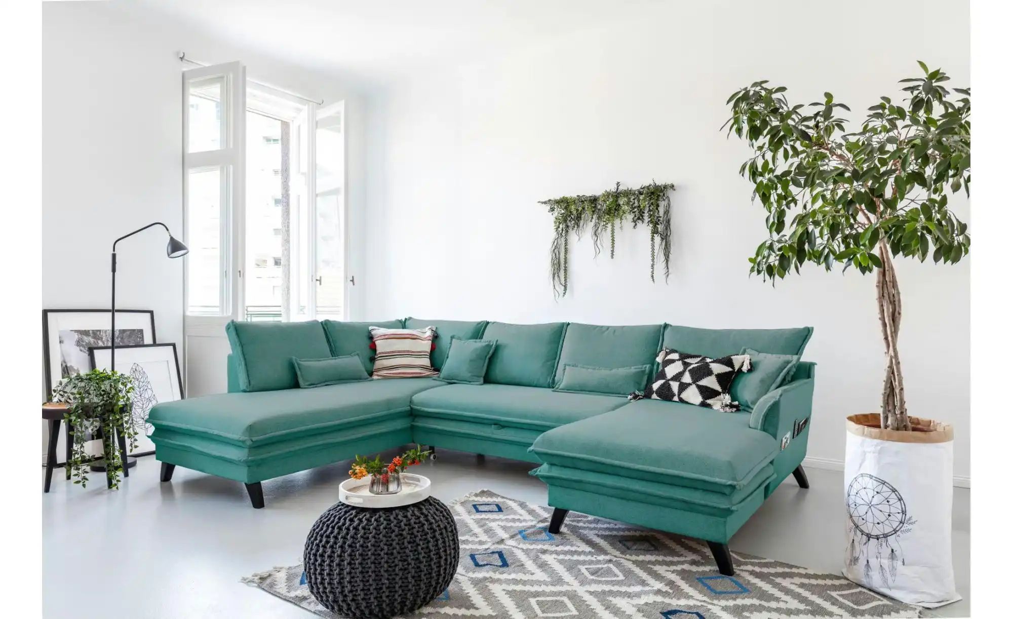 Thumbnail - Miuform Wohnlandschaft mit Schlaffunktion Charming Charlie ¦ blau ¦ Maße (cm): B: 302 H: 90 Polstermöbel > Sofas > Wohnl...