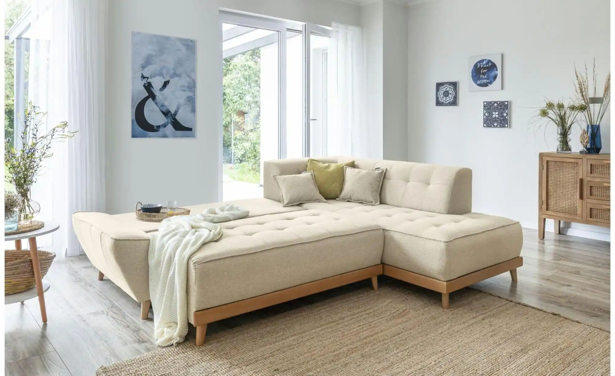 Miuform Ecksofa mit Schlaffunktion   ¦ beige ¦ Maße (cm): B: 253 H: 77 Pols günstig online kaufen