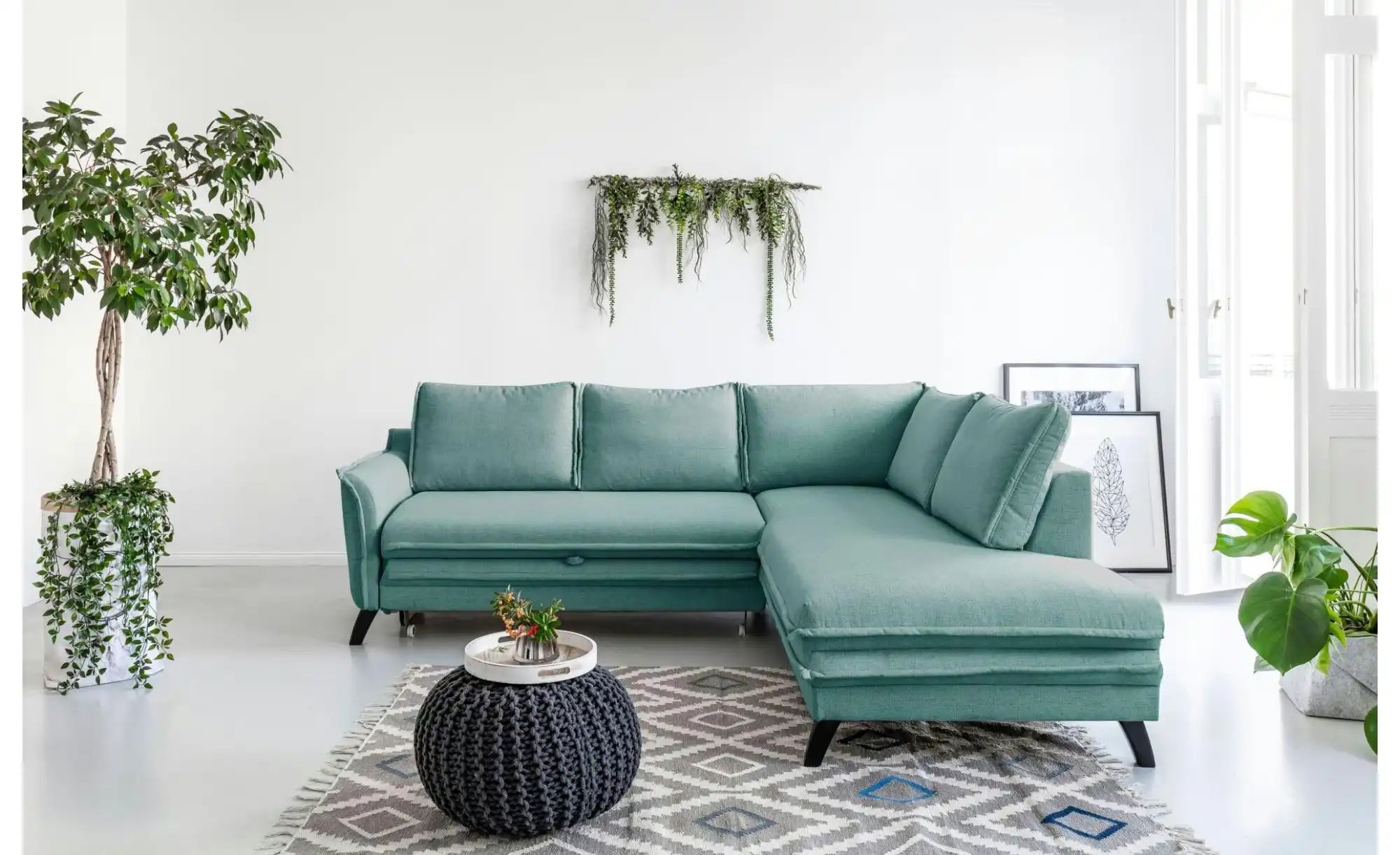 Miuform Ecksofa mit Schlaffunktion Charming Charlie ¦ blau ¦ Maße (cm): B: günstig online kaufen