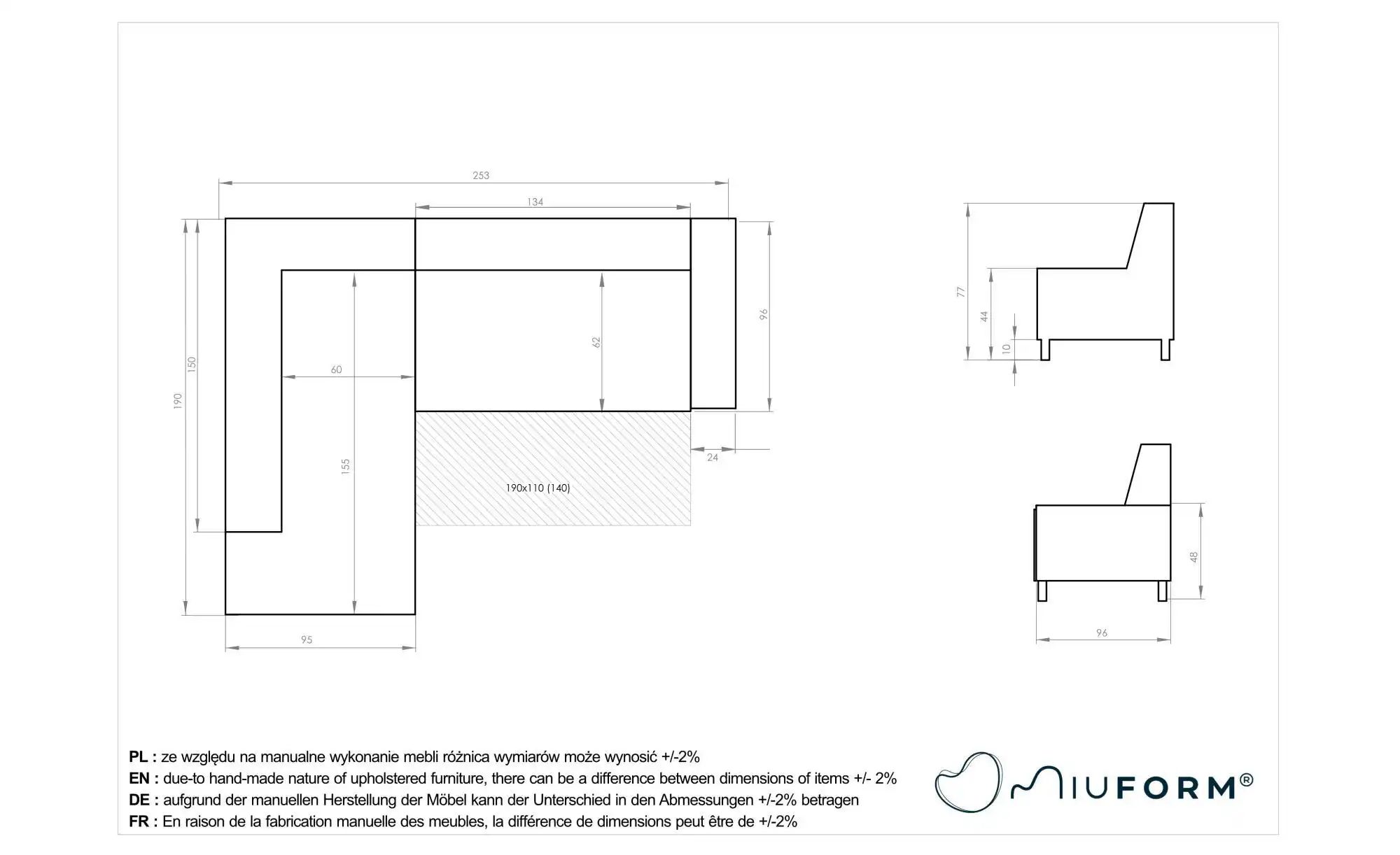 Miuform Ecksofa mit Schlaffunktion   ¦ grau ¦ Maße (cm): B: 253 H: 77 Polst günstig online kaufen