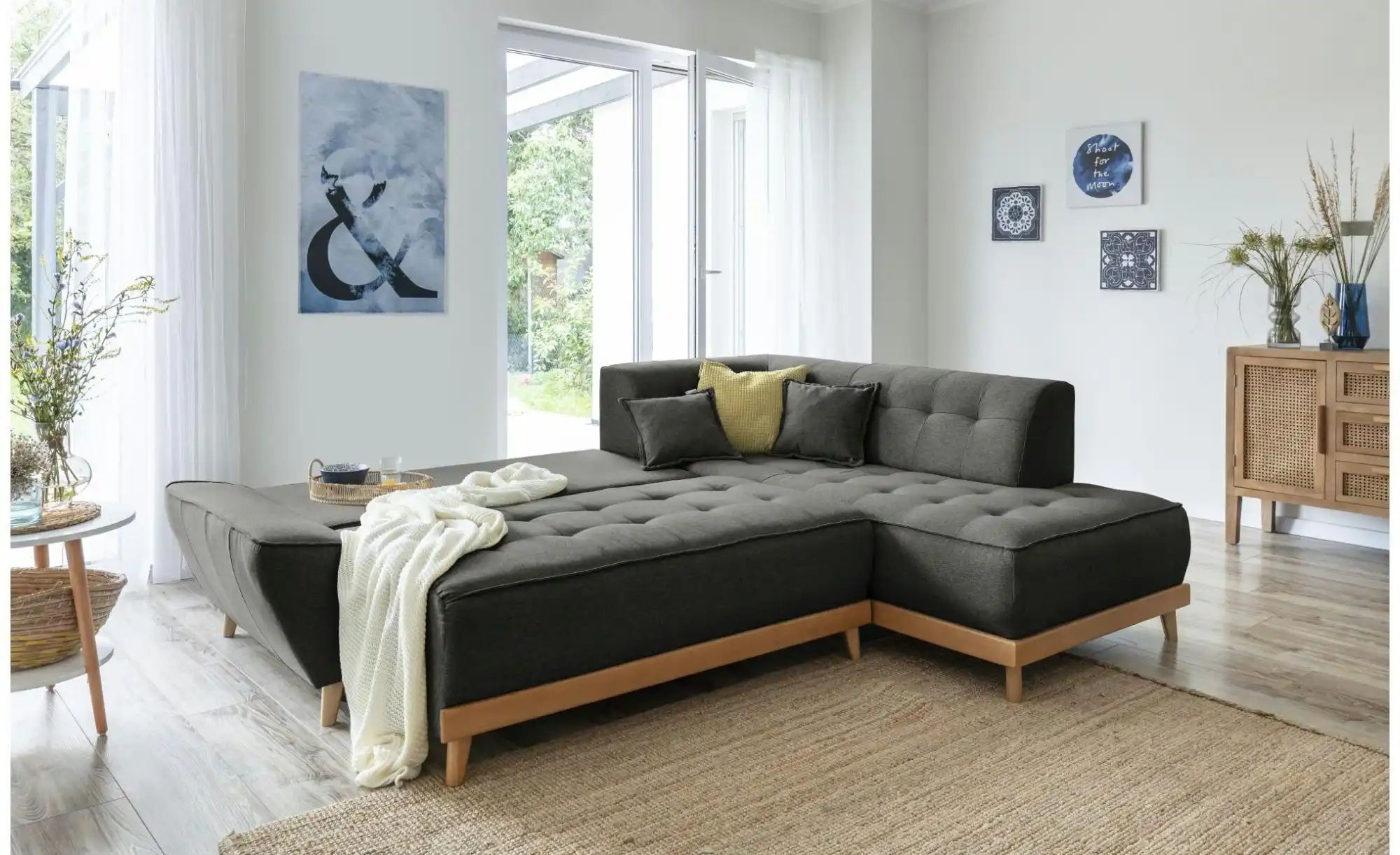 Miuform Ecksofa mit Schlaffunktion   ¦ schwarz ¦ Maße (cm): B: 253 H: 77 Po günstig online kaufen