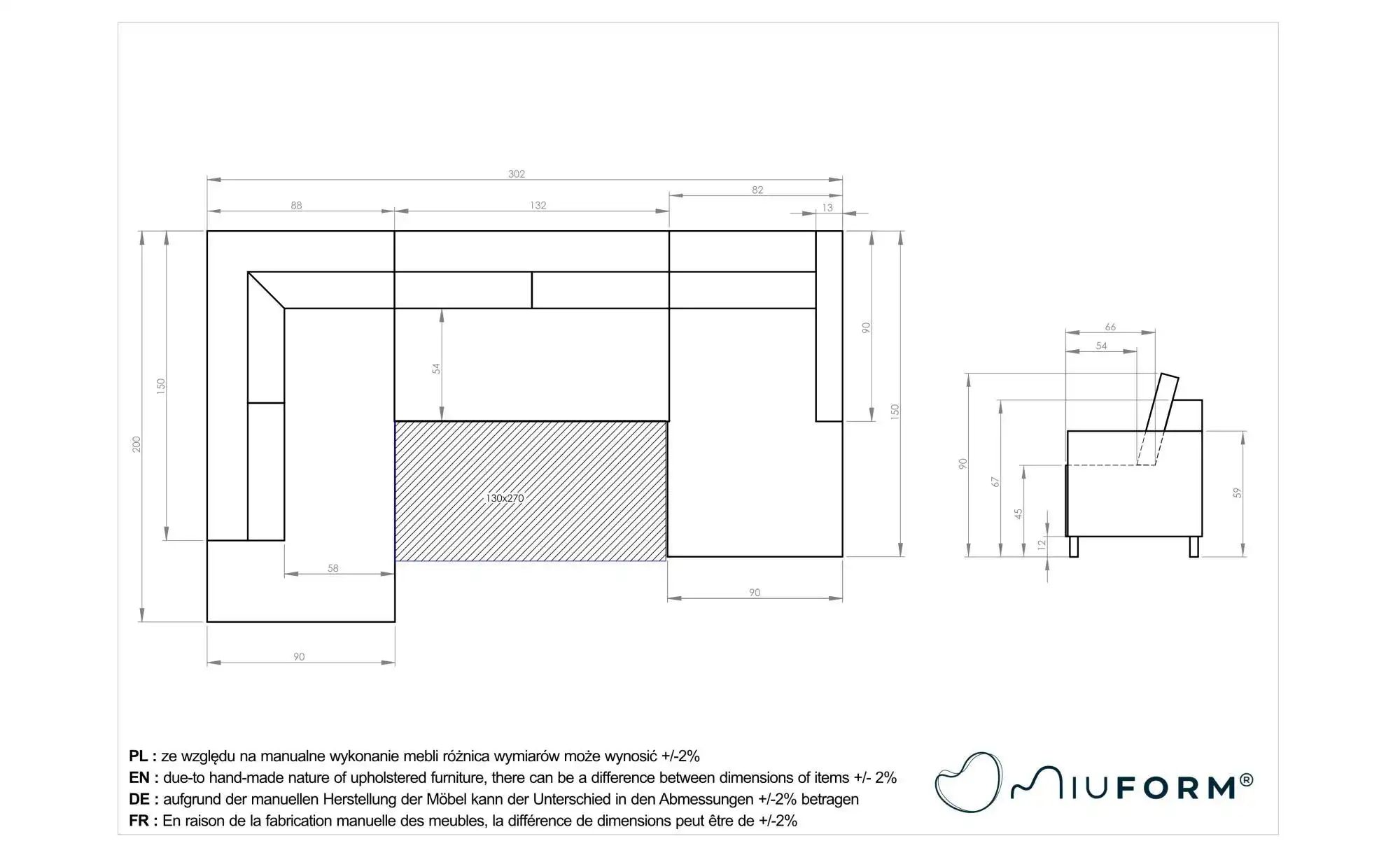 Miuform Wohnlandschaften mit Funktion   ¦ beige ¦ Maße (cm): B: 302 H: 90 P günstig online kaufen