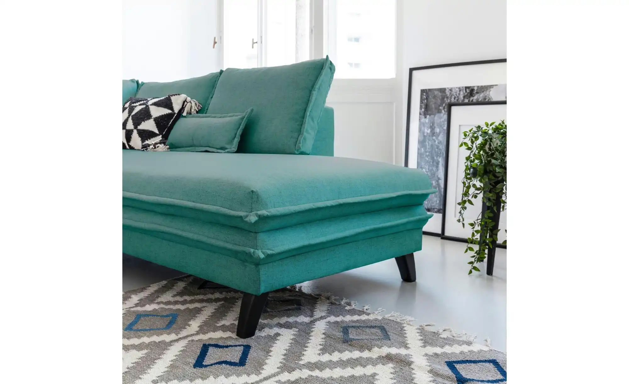Miuform Wohnlandschaft mit Schlaffunktion Charming Charlie ¦ blau ¦ Maße (c günstig online kaufen