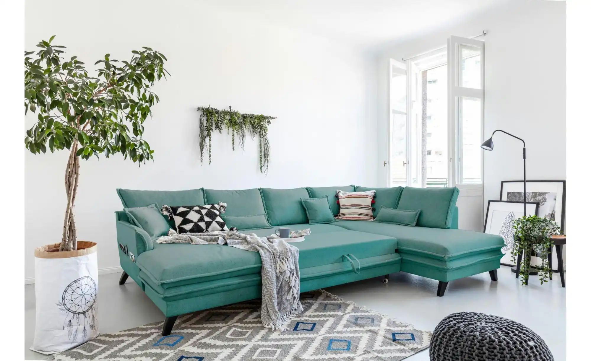 Miuform Wohnlandschaft mit Schlaffunktion Charming Charlie ¦ blau ¦ Maße (c günstig online kaufen