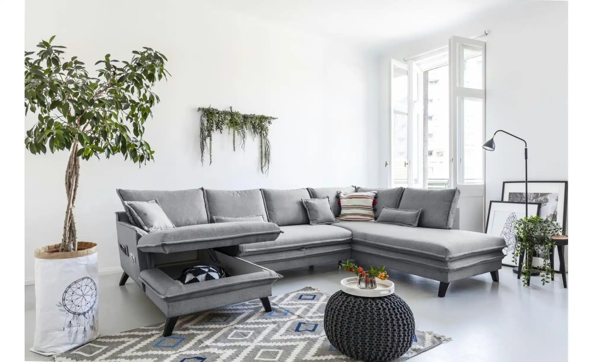 Miuform Wohnlandschaft mit Schlaffunktion Charming Charlie ¦ grau ¦ Maße (c günstig online kaufen