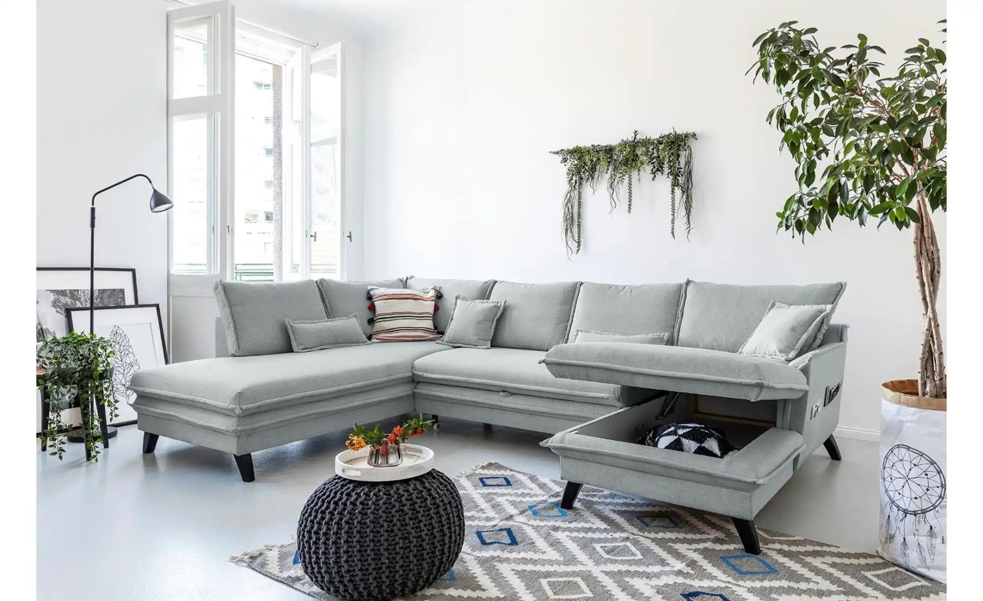 Miuform Wohnlandschaft mit Schlaffunktion Charming Charlie ¦ grau ¦ Maße (c günstig online kaufen