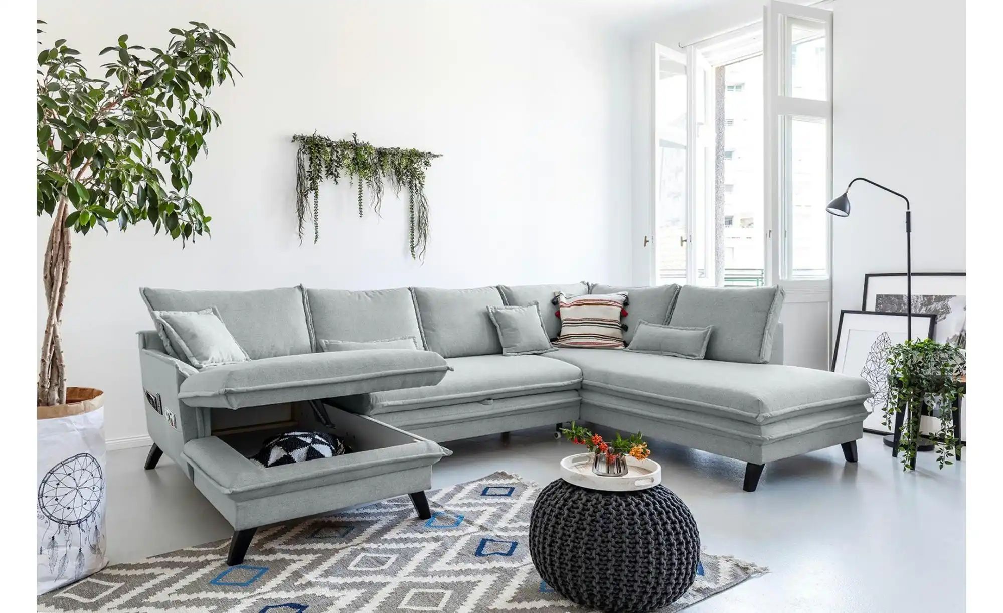 Thumbnail - Miuform Wohnlandschaft mit Schlaffunktion Charming Charlie ¦ grau ¦ Maße (cm): B: 302 H: 90 Polstermöbel > Sofas > Wohnl...