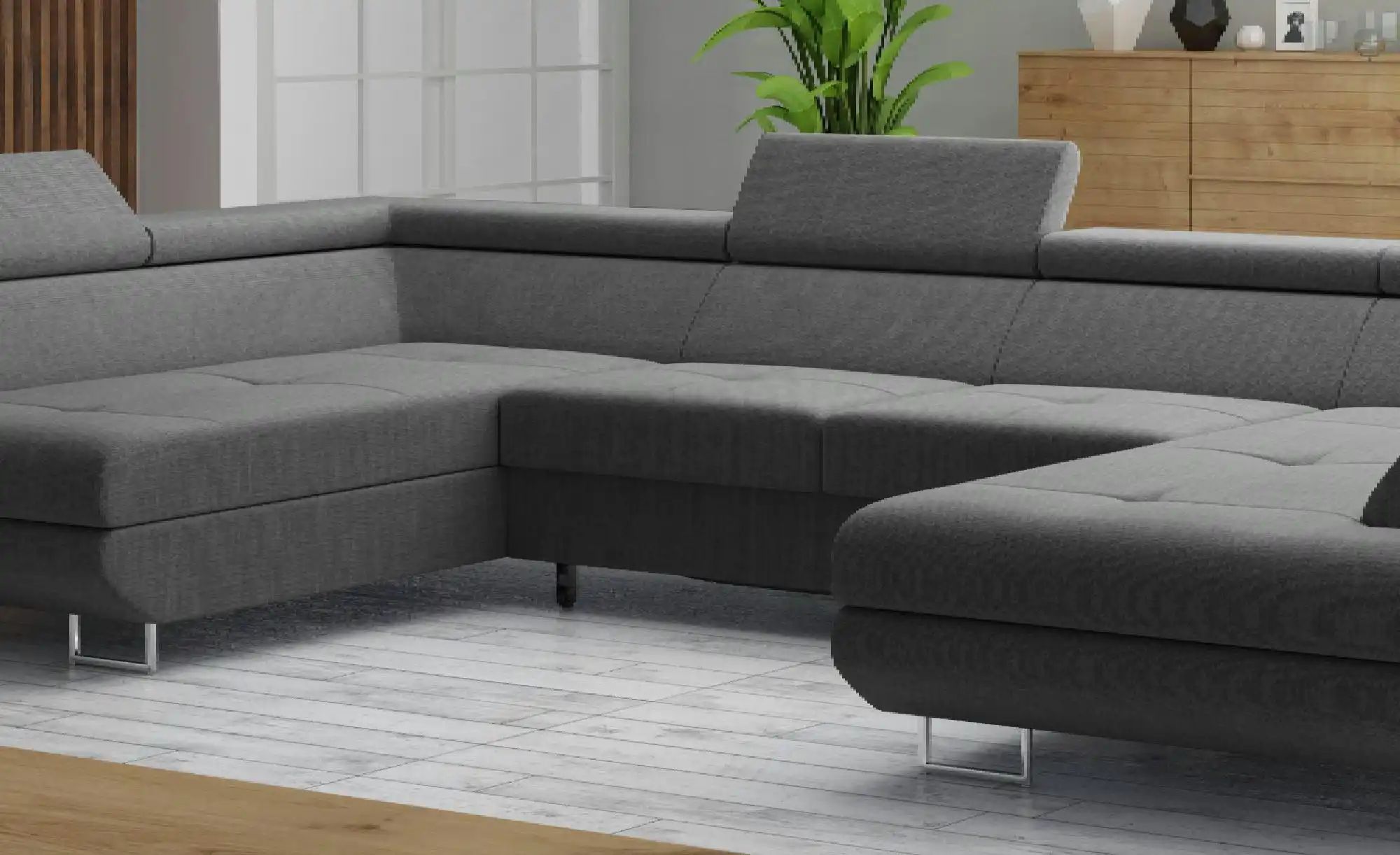 Wohnlandschaft mit Schlaffunktion Memphis ¦ grau ¦ Maße (cm): B: 342 H: 55 günstig online kaufen
