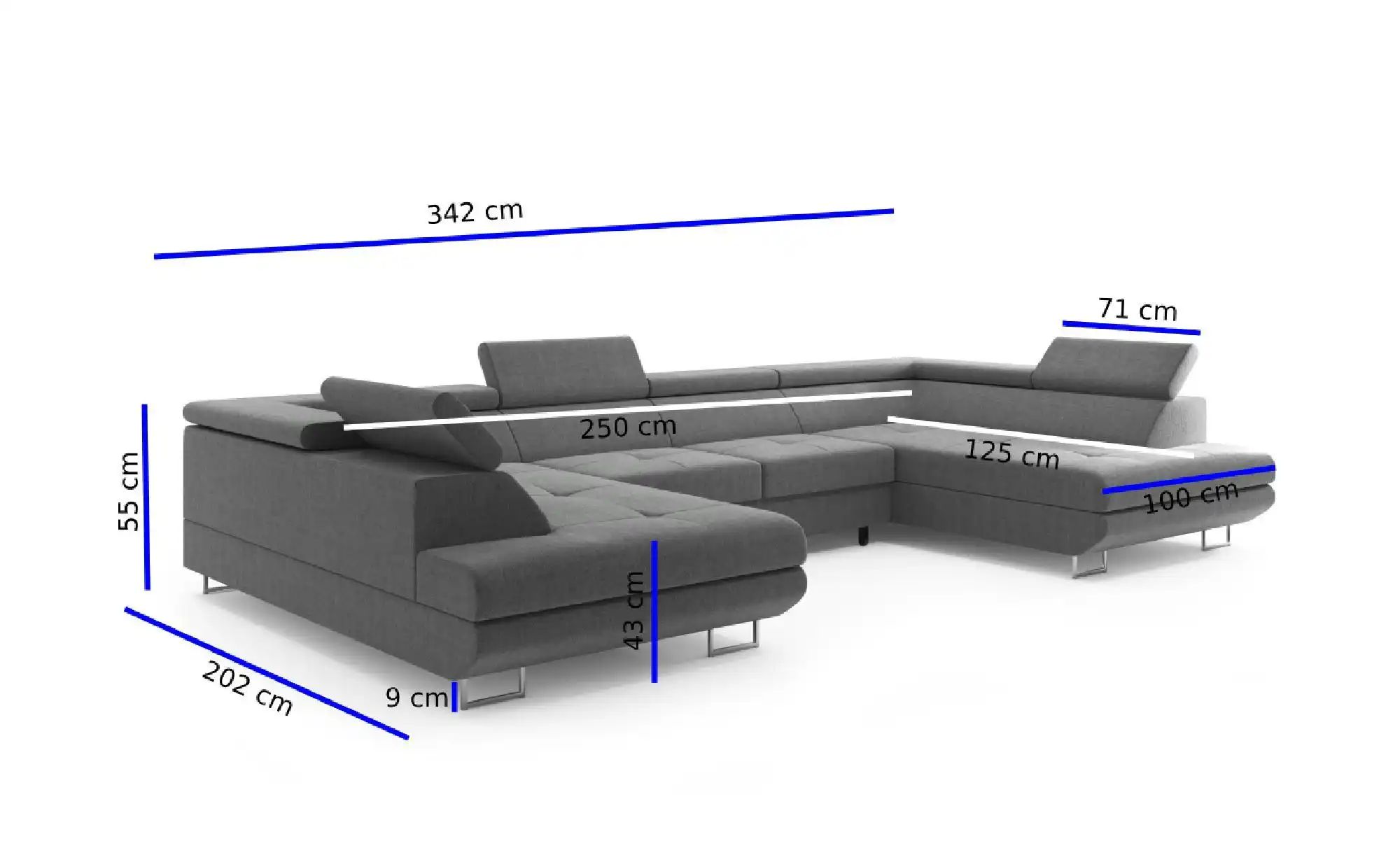 Wohnlandschaft   ¦ grau ¦ Maße (cm): B: 342 H: 55 Polstermöbel > Sofas > Sc günstig online kaufen