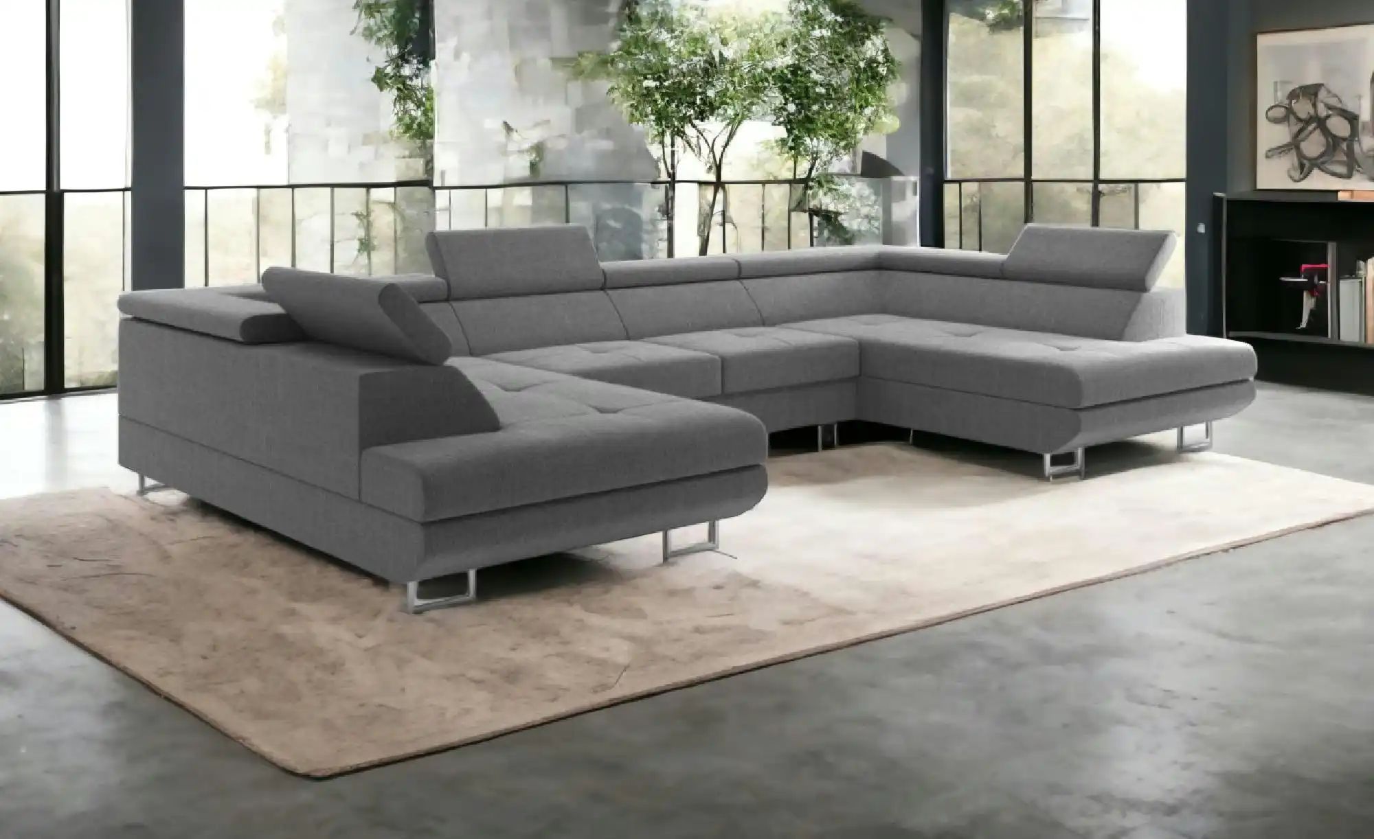 Thumbnail - Wohnlandschaft mit Schlaffunktion Memphis ¦ grau ¦ Maße (cm): B: 342 H: 55 Polstermöbel > Sofas > Schlafsofas - Höffner