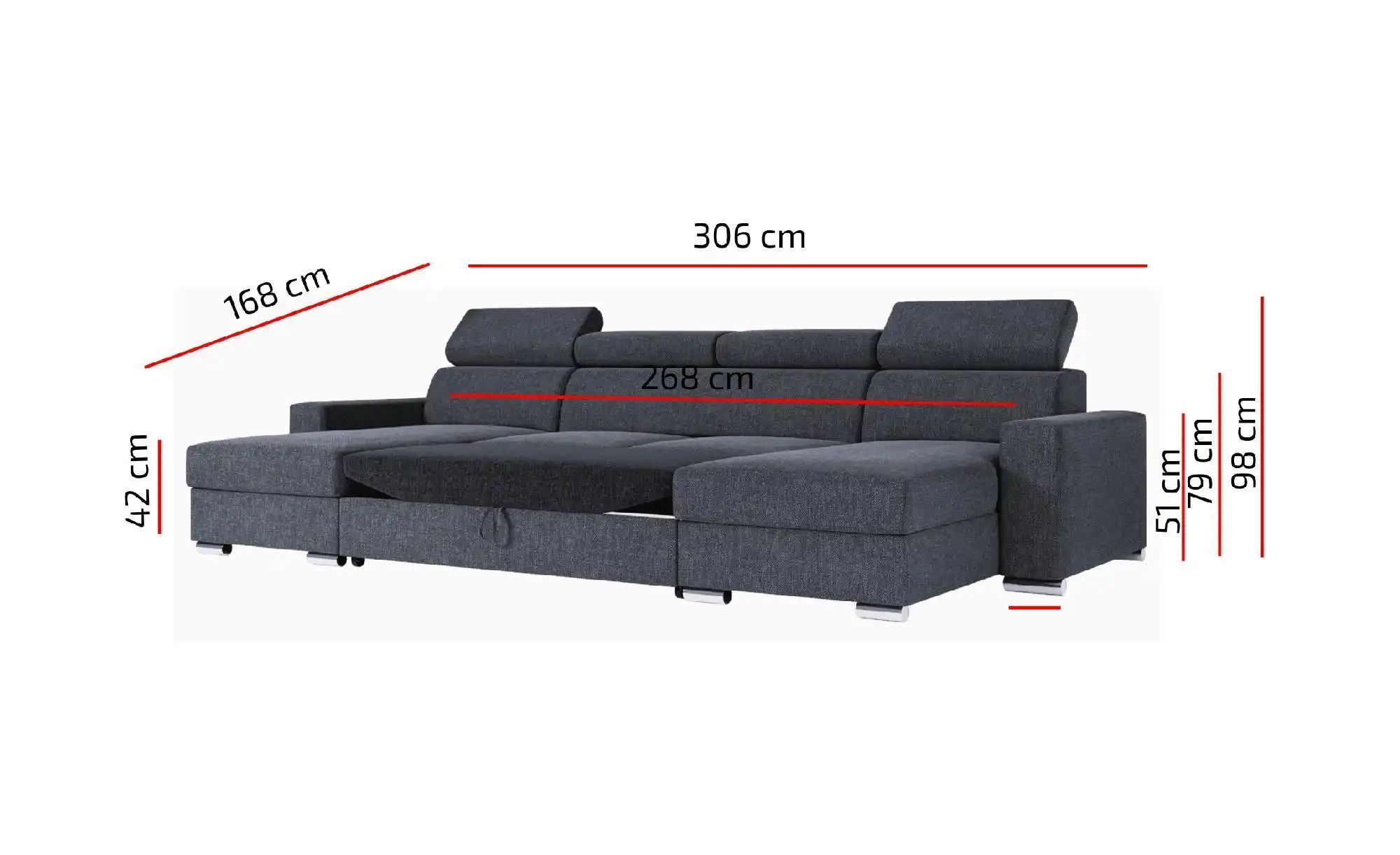 Wohnlandschaft mit Schlaffunktion Valencia ¦ schwarz ¦ Maße (cm): B: 305 H: günstig online kaufen