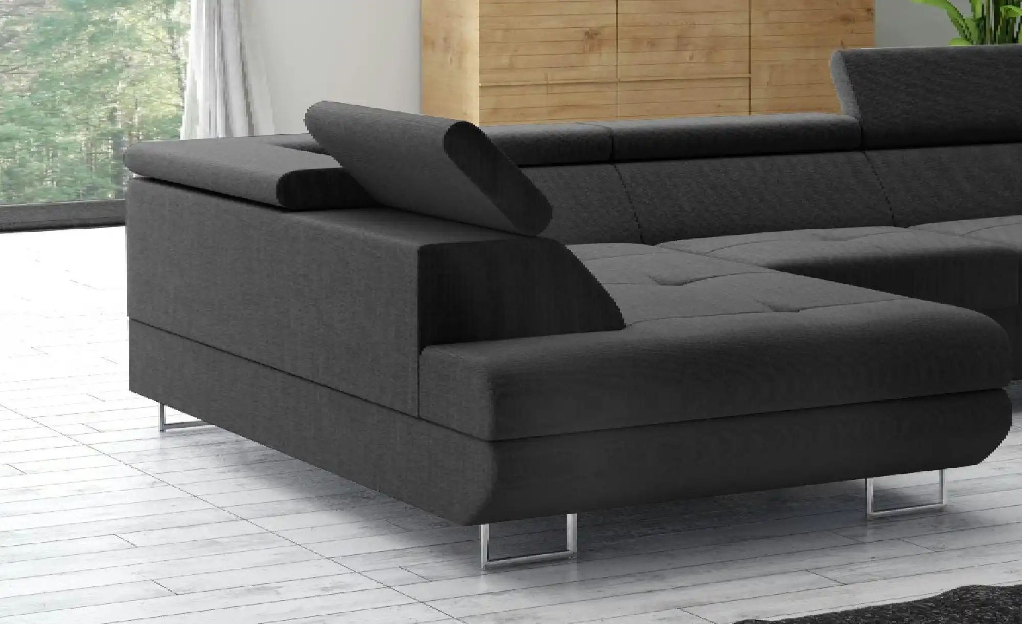 Wohnlandschaft   ¦ schwarz ¦ Maße (cm): B: 342 H: 55 Polstermöbel > Sofas > günstig online kaufen