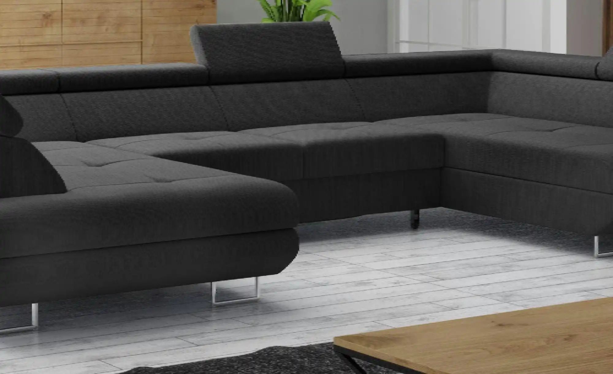 Thumbnail - Wohnlandschaft mit Schlaffunktion Memphis ¦ schwarz ¦ Maße (cm): B: 342 H: 55 Polstermöbel > Sofas > Schlafsofas - Höffn...