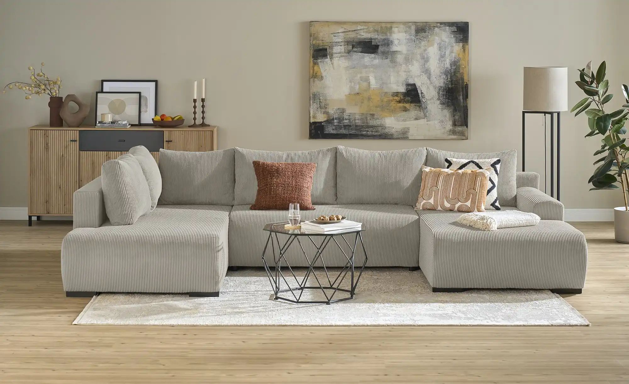 smart Wohnlandschaft  Nelly ¦ beige ¦ Maße (cm): B: 345 H: 85 T: 202.0 Pols günstig online kaufen