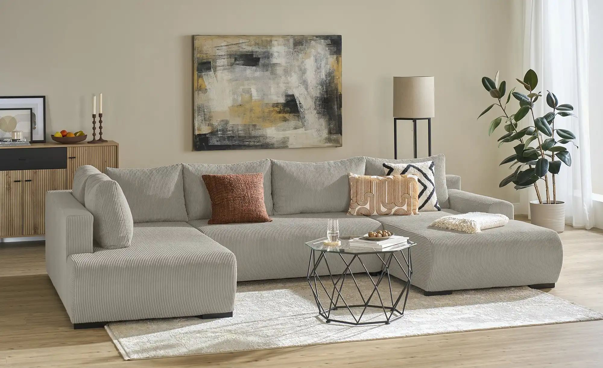 Thumbnail - smart Wohnlandschaft Nelly ¦ beige ¦ Maße (cm): B: 345 H: 85 T: 202.0 Polstermöbel > Sofas > Wohnlandschaften - Höffner