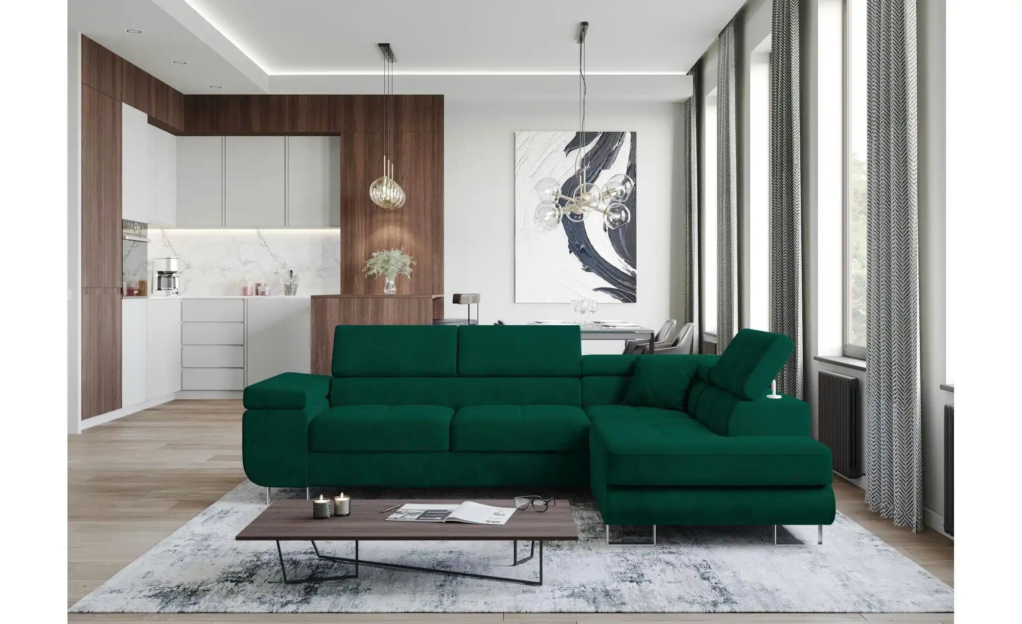 Thumbnail - Ecksofa  Anton ¦ grün ¦ Maße (cm): B: 275 H: 90 Polstermöbel > Sofas > Ecksofas - Höffner