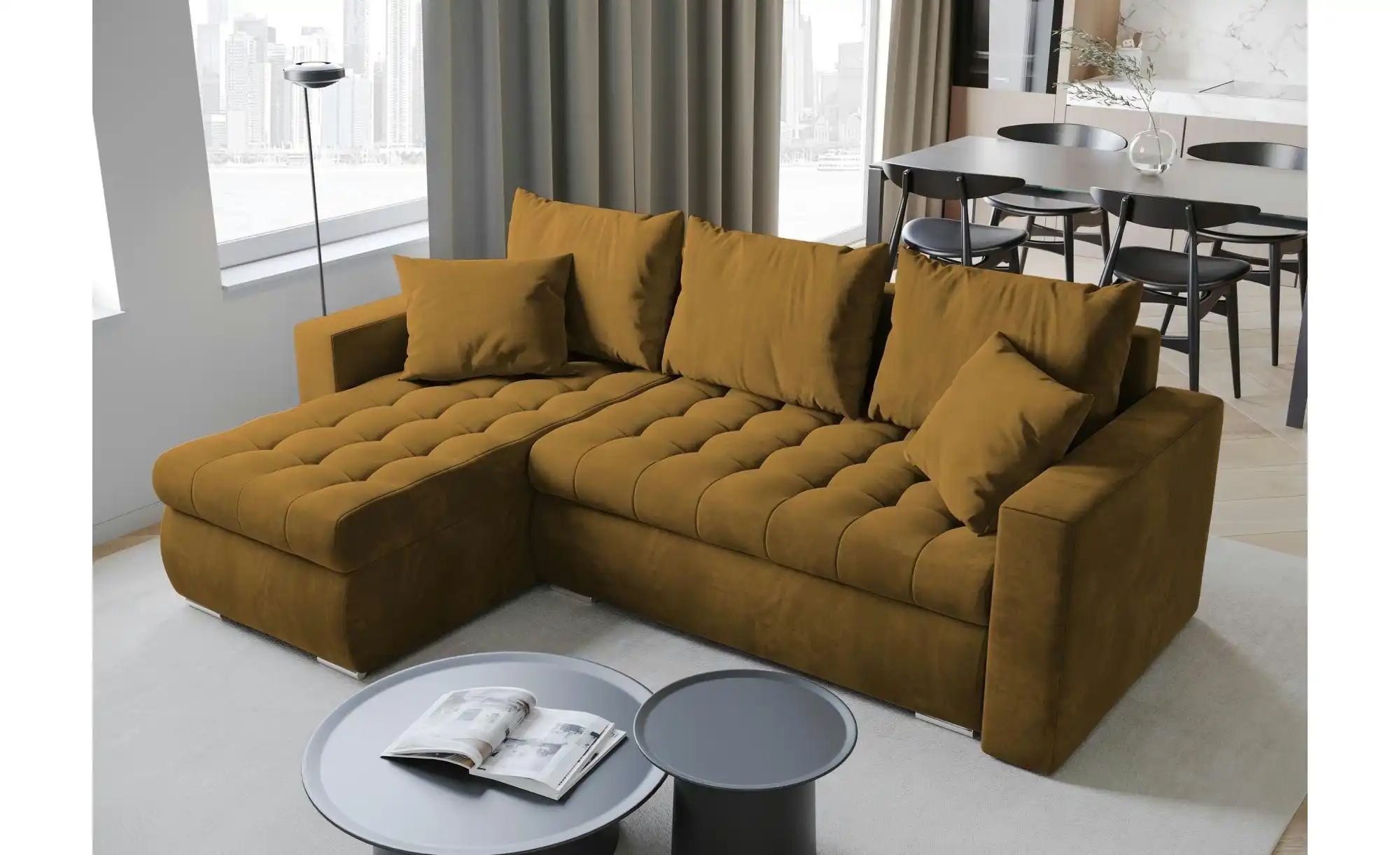 Thumbnail - Ecksofa mit Schlaffunktion  Luis ¦ gelb ¦ Maße (cm): B: 238 H: 85 Polstermöbel > Sofas > 3-Sitzer - Höffner