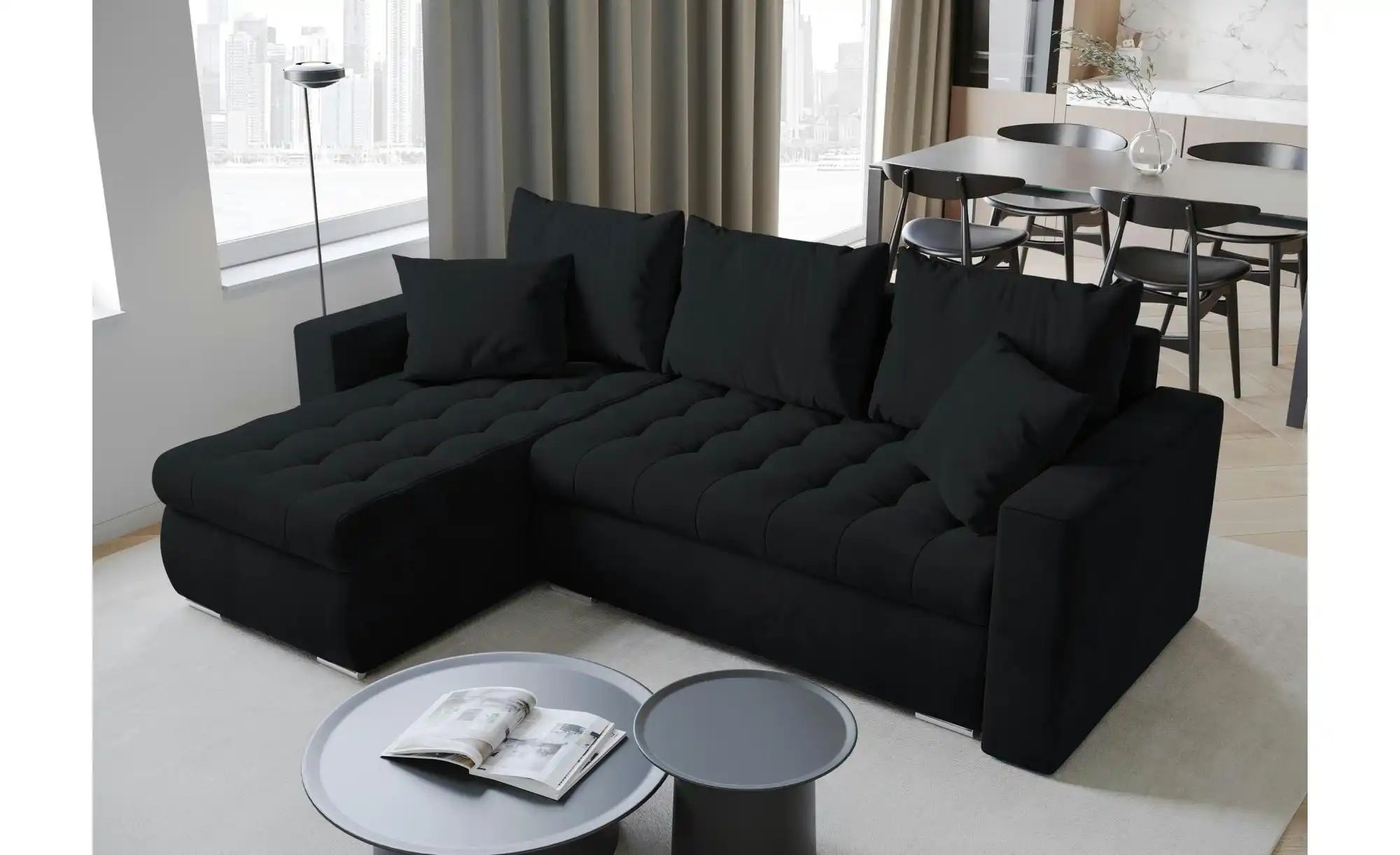 Thumbnail - Ecksofa mit Schlaffunktion  Luis ¦ schwarz ¦ Maße (cm): B: 238 H: 85 Polstermöbel > Sofas > 3-Sitzer - Höffner