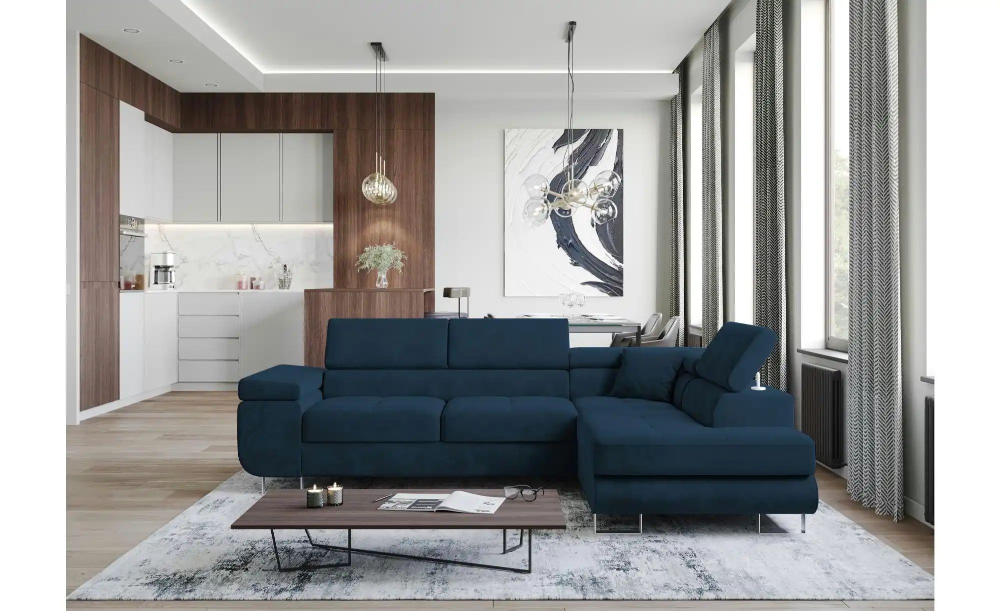 Thumbnail - Ecksofa  Anton ¦ blau ¦ Maße (cm): B: 275 H: 90 Polstermöbel > Sofas > Ecksofas - Höffner