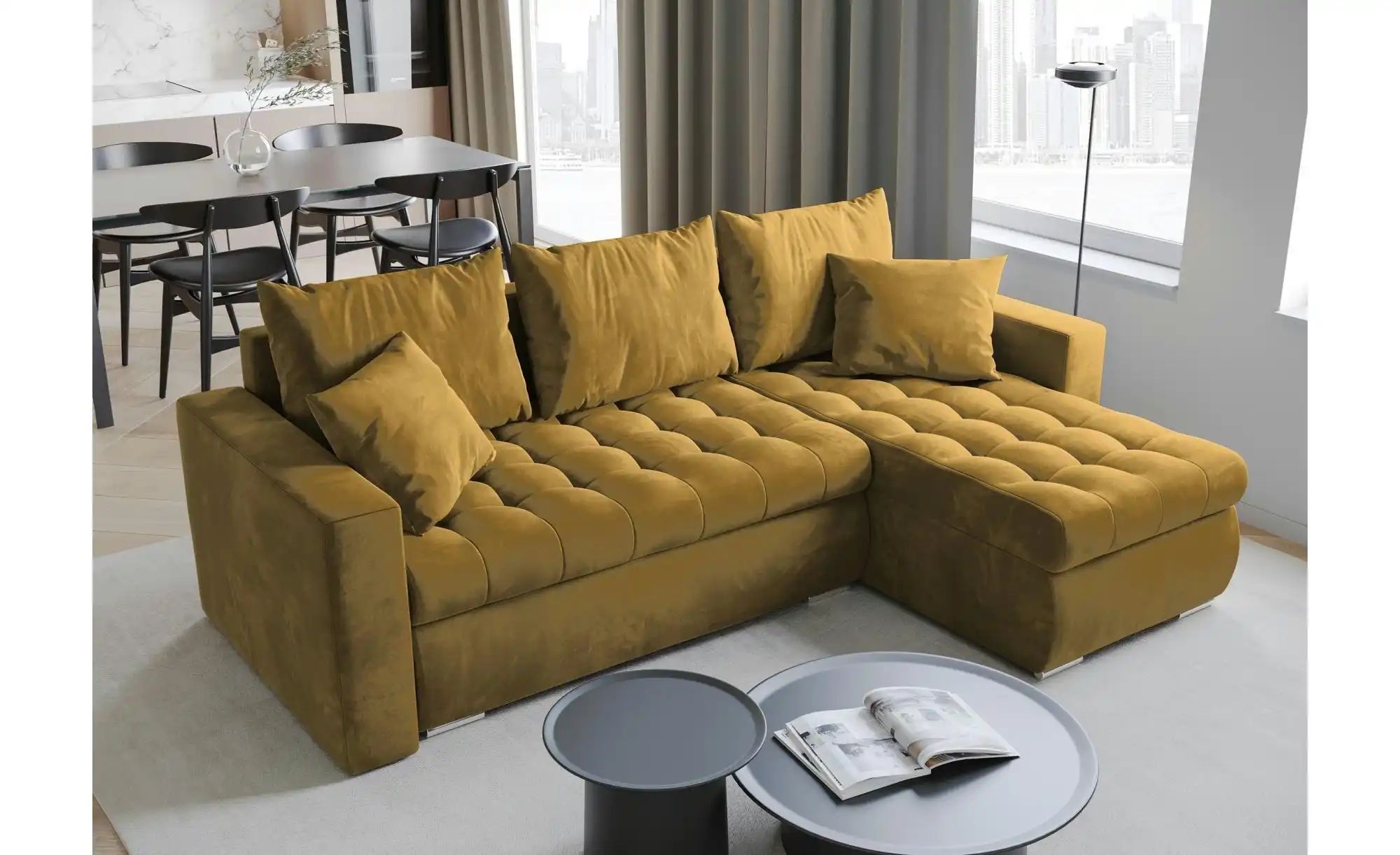 Thumbnail - Ecksofa mit Schlaffunktion  Luis ¦ gelb ¦ Maße (cm): B: 238 H: 85 Polstermöbel > Sofas > Ecksofas - Höffner